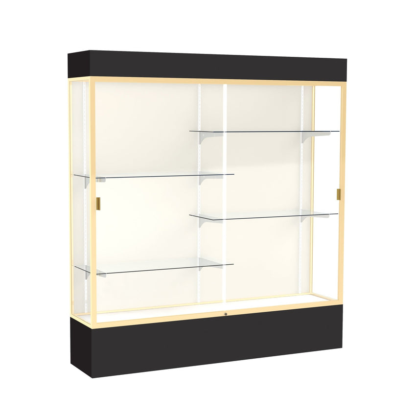 Ghent Spirit Floor Display Case Lighted, Aluminum Frame, 80"H x 72"W x 16"D - Waddell Display Collection (GHE - 3176XX - XX - XX) - SchoolOutlet