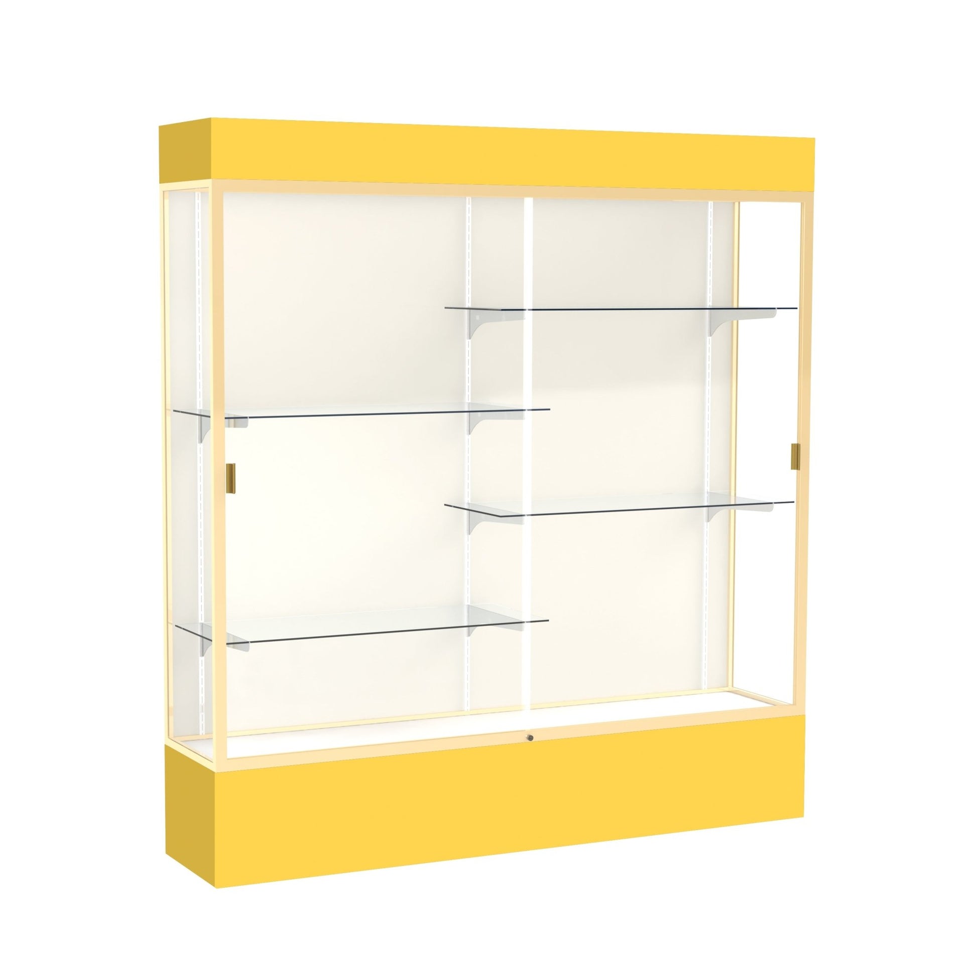Ghent Spirit Floor Display Case Lighted, Aluminum Frame, 80"H x 72"W x 16"D - Waddell Display Collection (GHE - 3176XX - XX - XX) - SchoolOutlet
