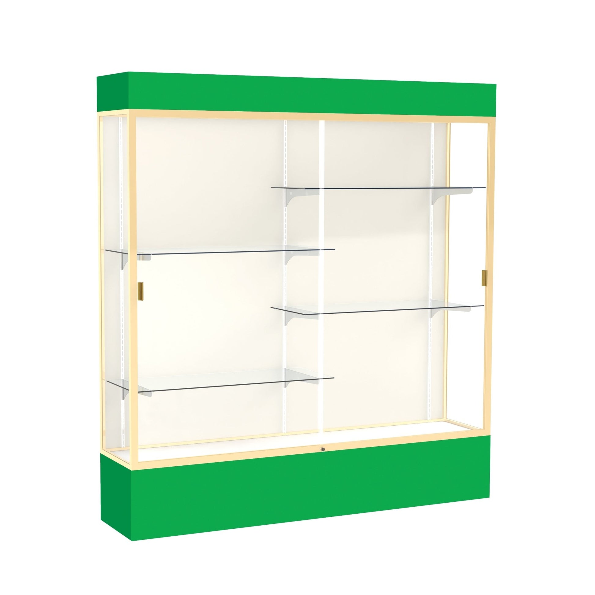 Ghent Spirit Floor Display Case Lighted, Aluminum Frame, 80"H x 72"W x 16"D - Waddell Display Collection (GHE - 3176XX - XX - XX) - SchoolOutlet