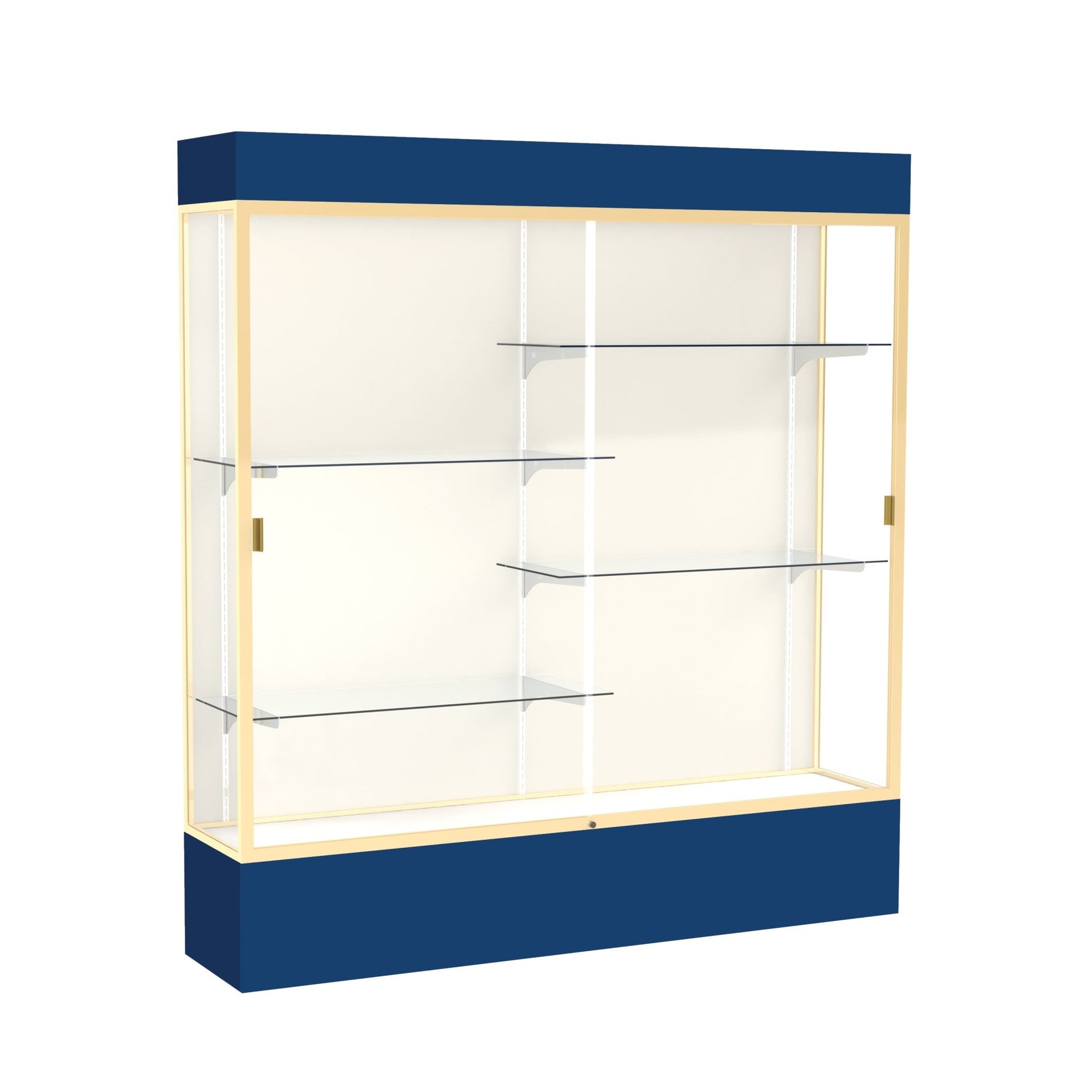 Ghent Spirit Floor Display Case Lighted, Aluminum Frame, 80"H x 72"W x 16"D - Waddell Display Collection (GHE - 3176XX - XX - XX) - SchoolOutlet