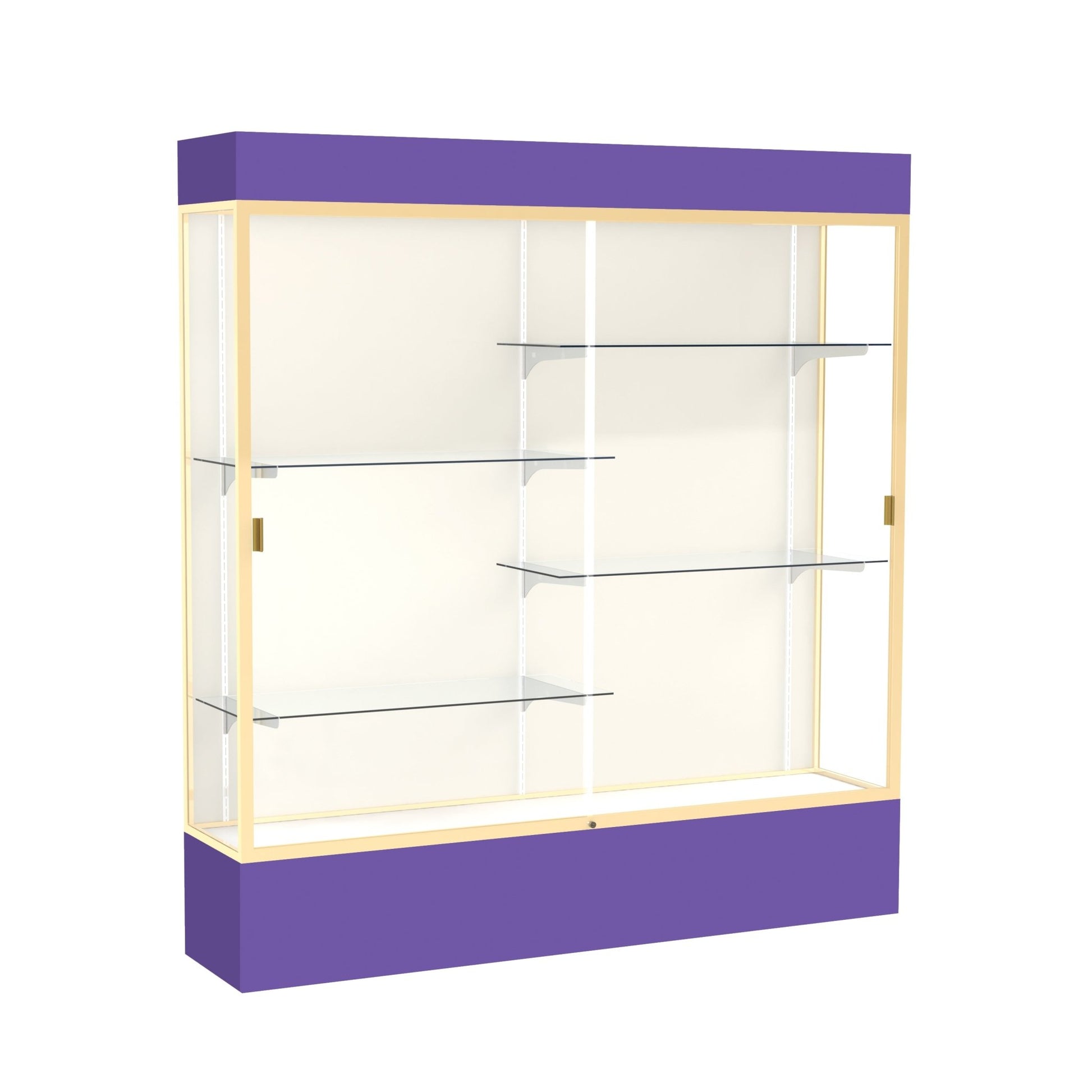 Ghent Spirit Floor Display Case Lighted, Aluminum Frame, 80"H x 72"W x 16"D - Waddell Display Collection (GHE - 3176XX - XX - XX) - SchoolOutlet