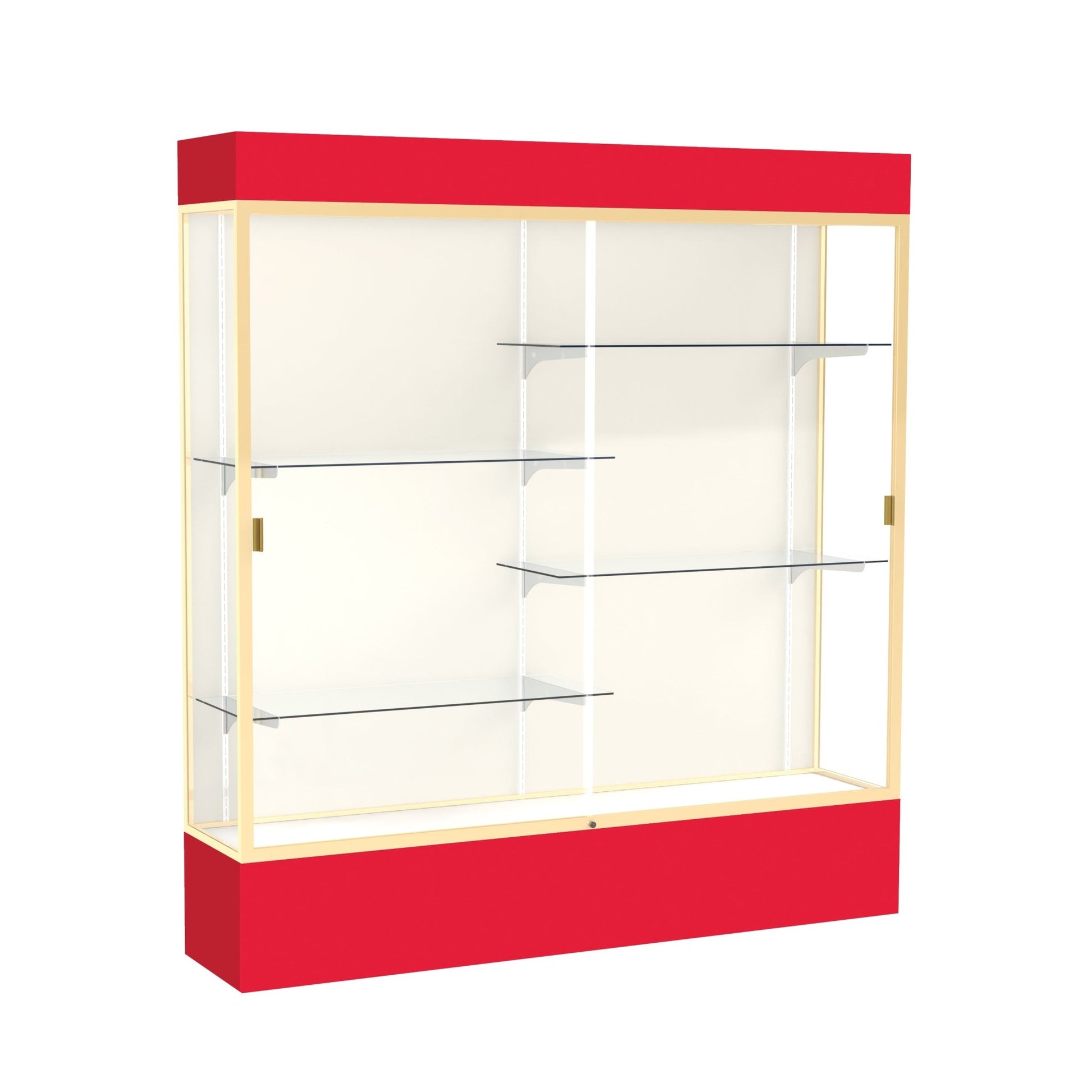 Ghent Spirit Floor Display Case Lighted, Aluminum Frame, 80"H x 72"W x 16"D - Waddell Display Collection (GHE - 3176XX - XX - XX) - SchoolOutlet