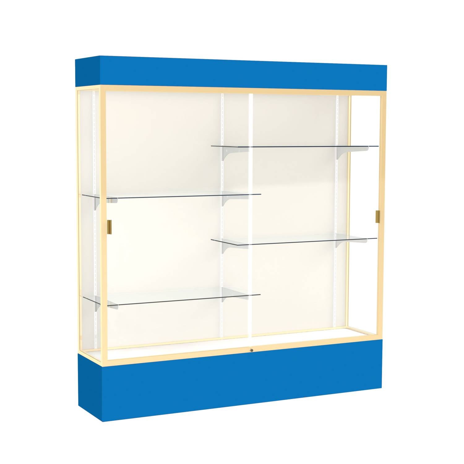 Ghent Spirit Floor Display Case Lighted, Aluminum Frame, 80"H x 72"W x 16"D - Waddell Display Collection (GHE - 3176XX - XX - XX) - SchoolOutlet