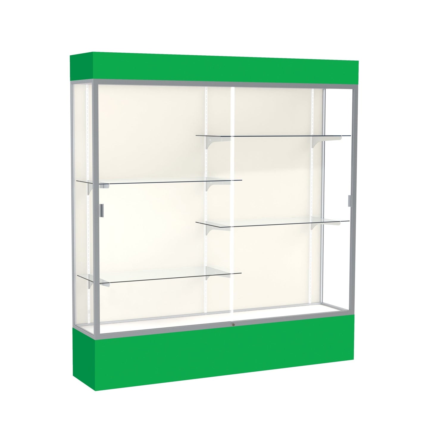 Ghent Spirit Floor Display Case Lighted, Aluminum Frame, 80"H x 72"W x 16"D - Waddell Display Collection (GHE - 3176XX - XX - XX) - SchoolOutlet