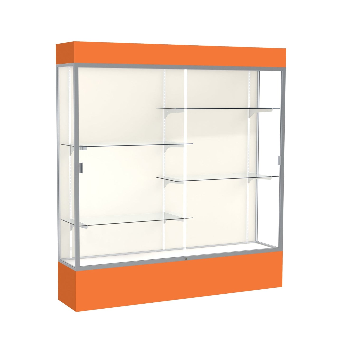 Ghent Spirit Floor Display Case Lighted, Aluminum Frame, 80"H x 72"W x 16"D - Waddell Display Collection (GHE - 3176XX - XX - XX) - SchoolOutlet