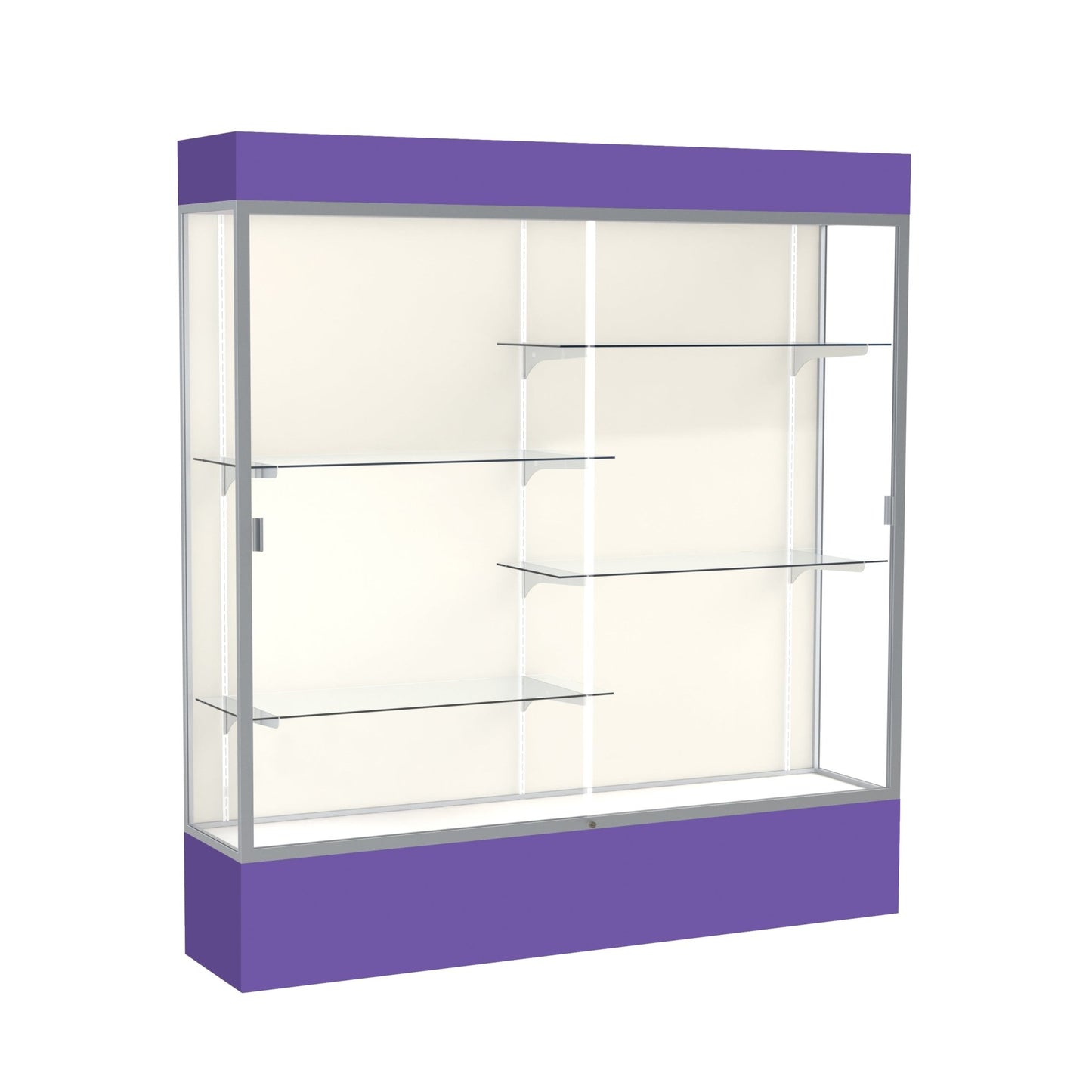 Ghent Spirit Floor Display Case Lighted, Aluminum Frame, 80"H x 72"W x 16"D - Waddell Display Collection (GHE - 3176XX - XX - XX) - SchoolOutlet