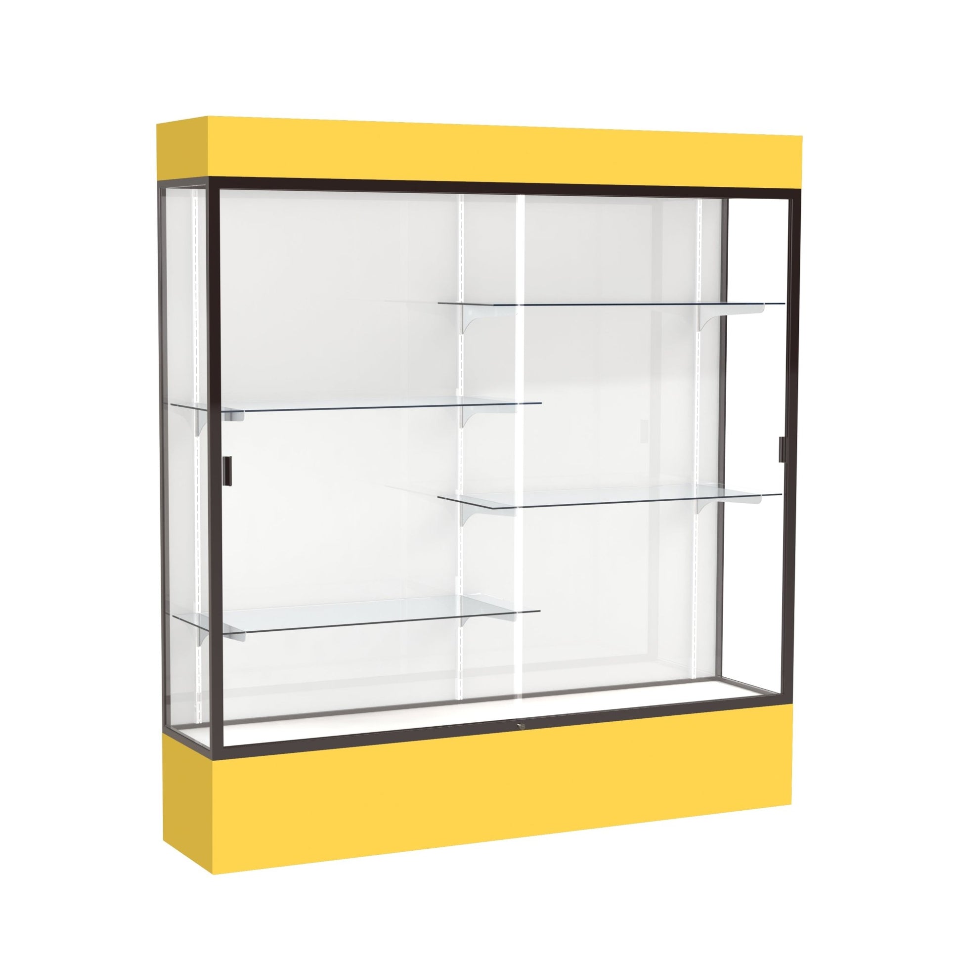 Ghent Spirit Floor Display Case Lighted, Aluminum Frame, 80"H x 72"W x 16"D - Waddell Display Collection (GHE - 3176XX - XX - XX) - SchoolOutlet