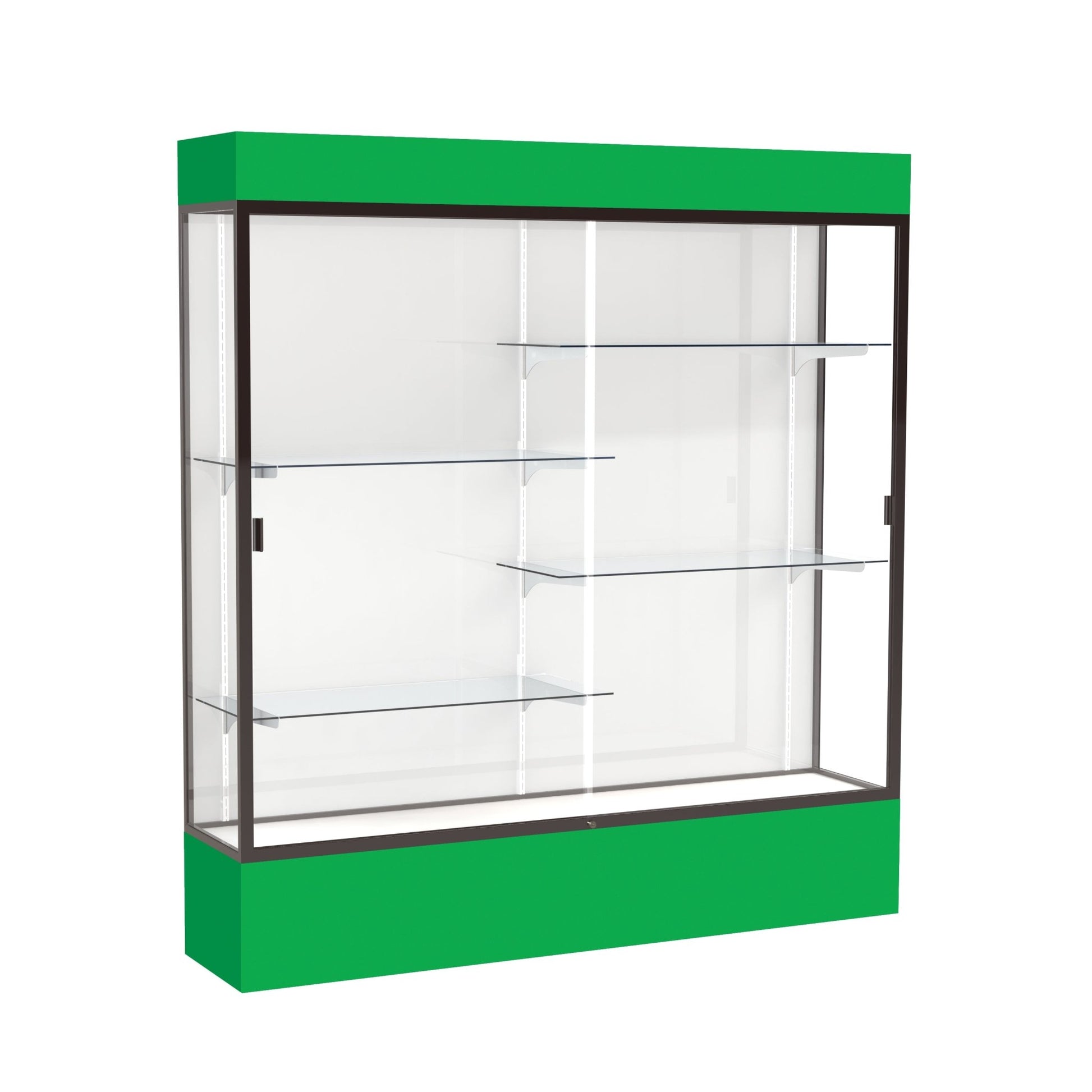 Ghent Spirit Floor Display Case Lighted, Aluminum Frame, 80"H x 72"W x 16"D - Waddell Display Collection (GHE - 3176XX - XX - XX) - SchoolOutlet