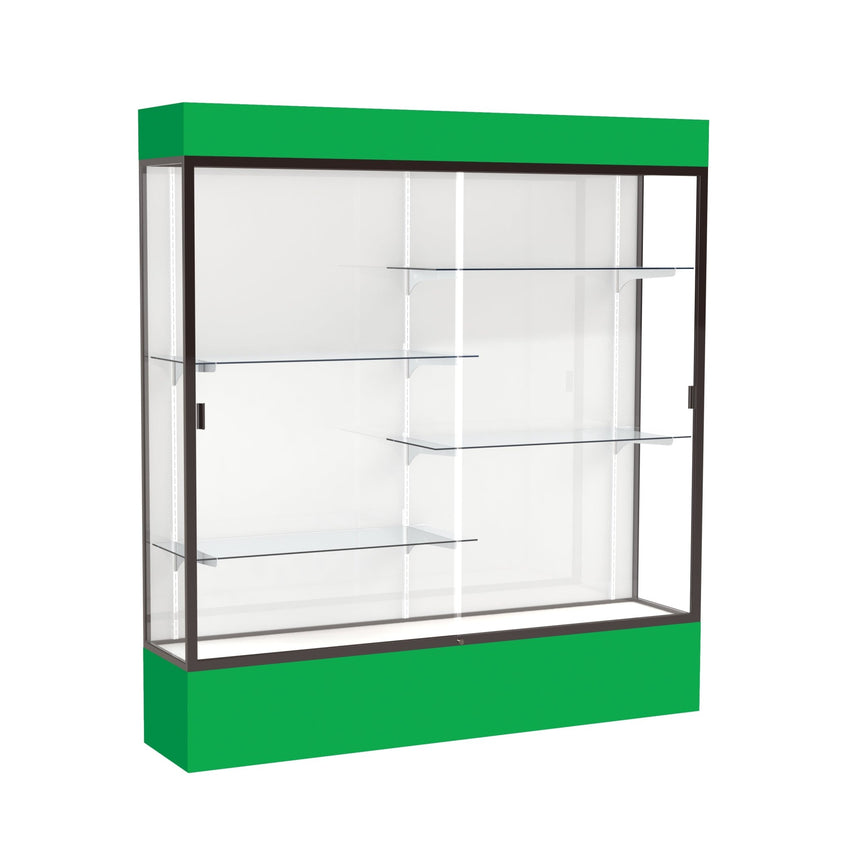 Ghent Spirit Floor Display Case Lighted, Aluminum Frame, 80"H x 72"W x 16"D - Waddell Display Collection (GHE - 3176XX - XX - XX) - SchoolOutlet