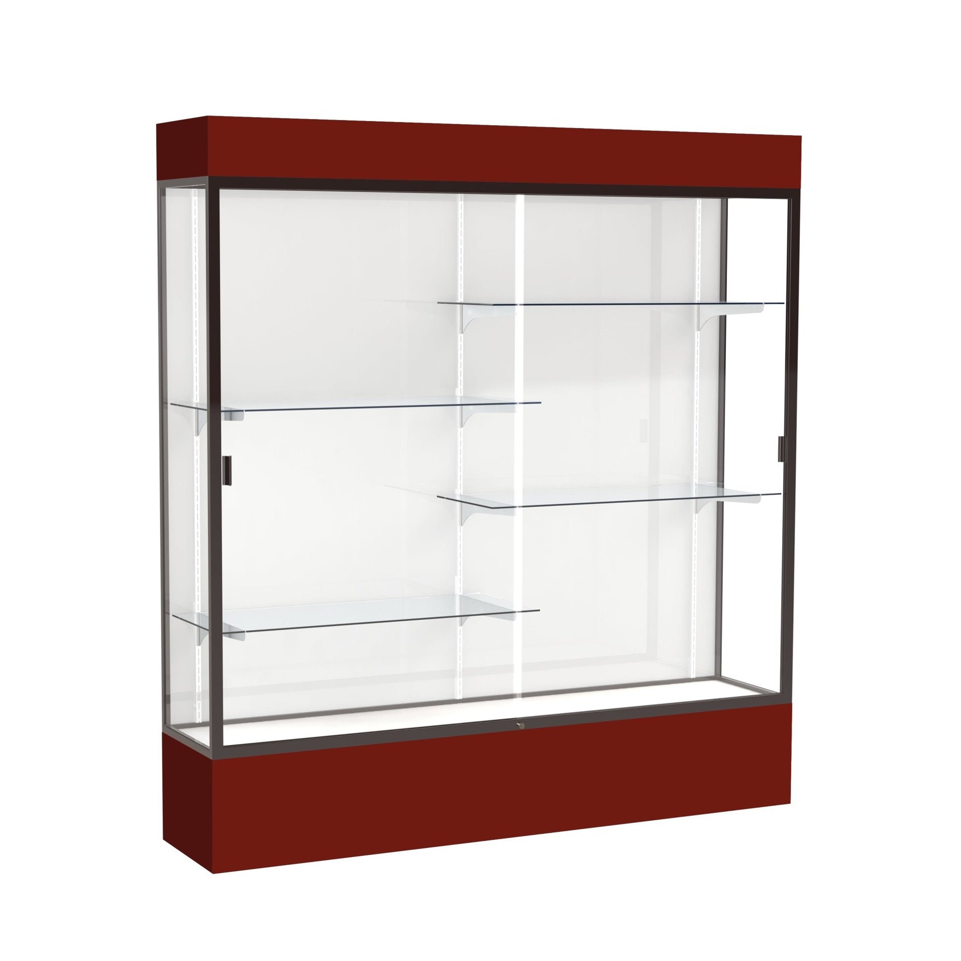 Ghent Spirit Floor Display Case Lighted, Aluminum Frame, 80"H x 72"W x 16"D - Waddell Display Collection (GHE - 3176XX - XX - XX) - SchoolOutlet