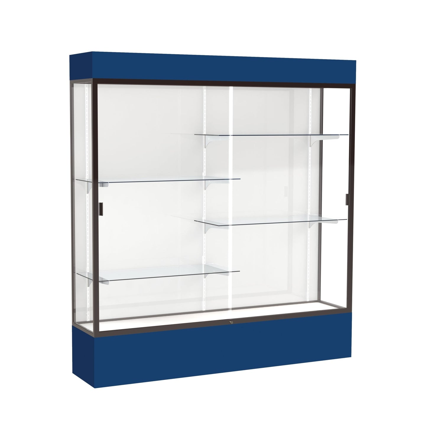 Ghent Spirit Floor Display Case Lighted, Aluminum Frame, 80"H x 72"W x 16"D - Waddell Display Collection (GHE - 3176XX - XX - XX) - SchoolOutlet