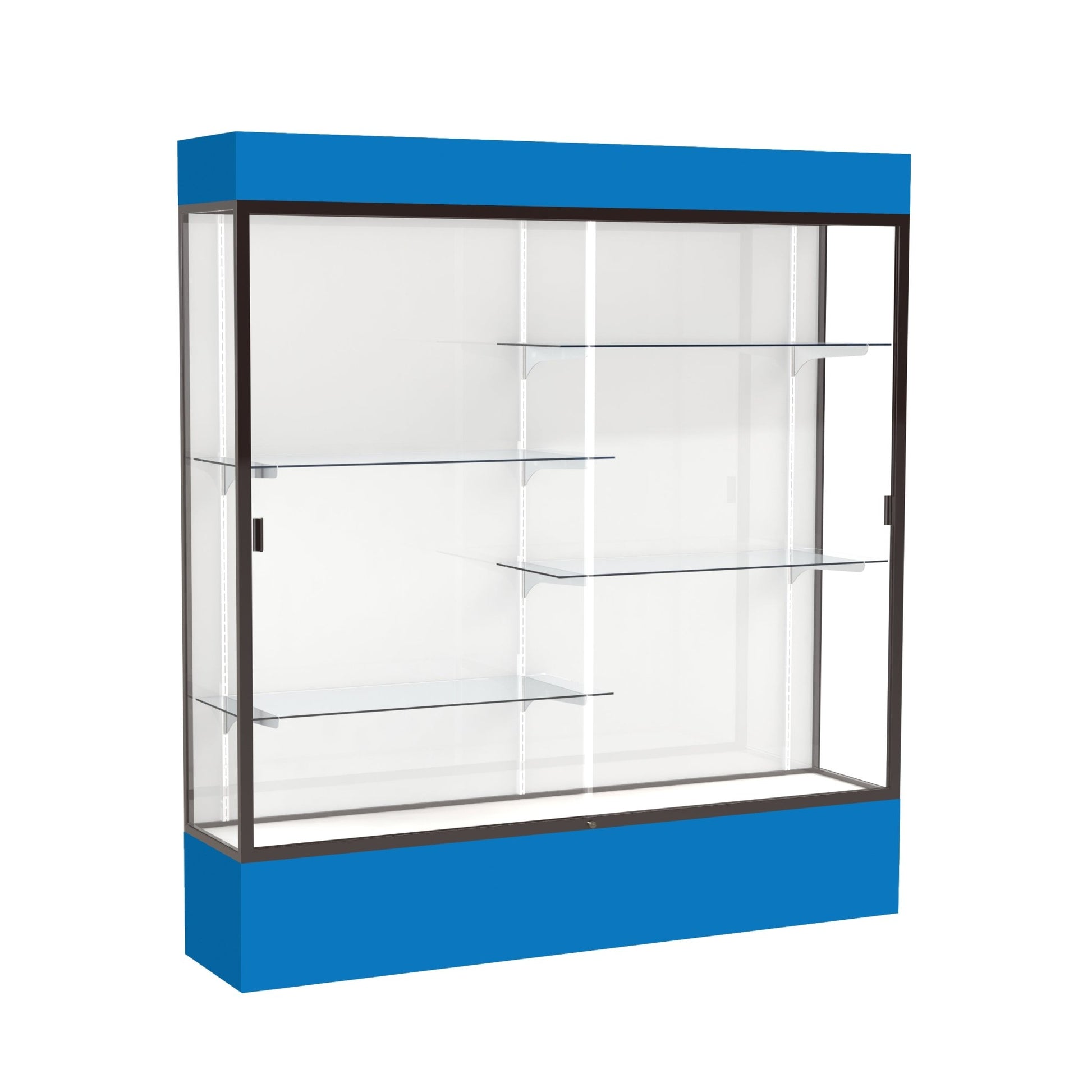 Ghent Spirit Floor Display Case Lighted, Aluminum Frame, 80"H x 72"W x 16"D - Waddell Display Collection (GHE - 3176XX - XX - XX) - SchoolOutlet