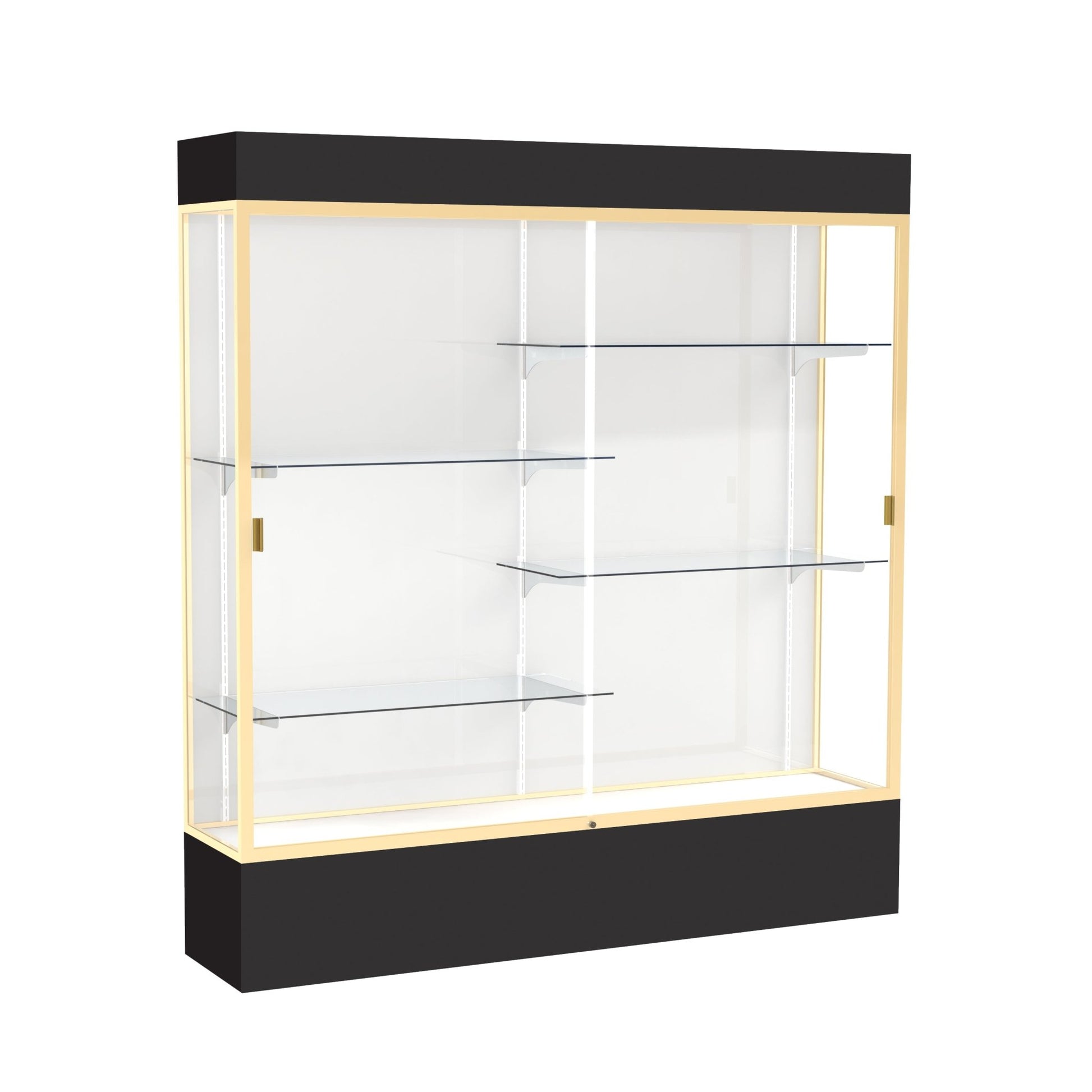 Ghent Spirit Floor Display Case Lighted, Aluminum Frame, 80"H x 72"W x 16"D - Waddell Display Collection (GHE - 3176XX - XX - XX) - SchoolOutlet