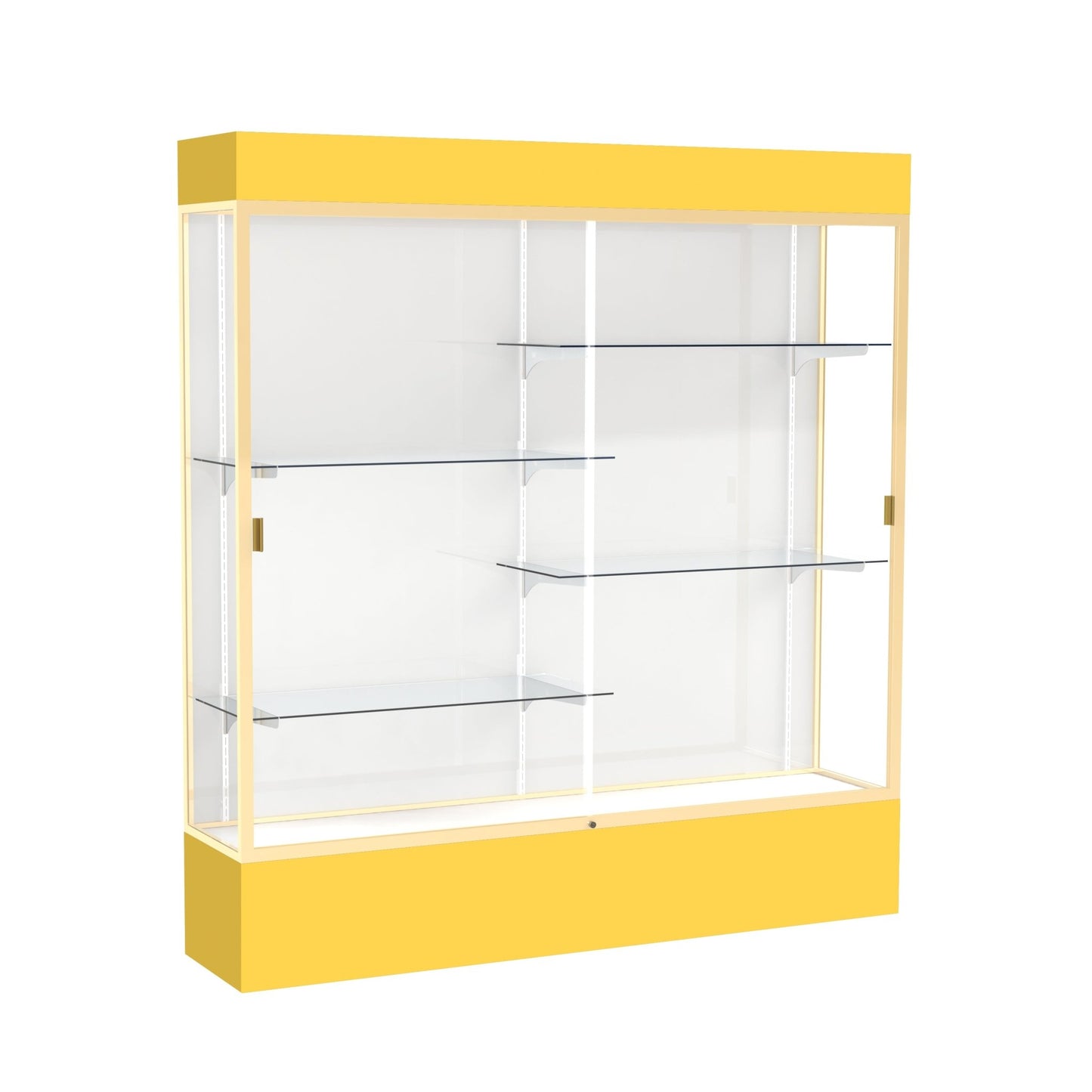 Ghent Spirit Floor Display Case Lighted, Aluminum Frame, 80"H x 72"W x 16"D - Waddell Display Collection (GHE - 3176XX - XX - XX) - SchoolOutlet
