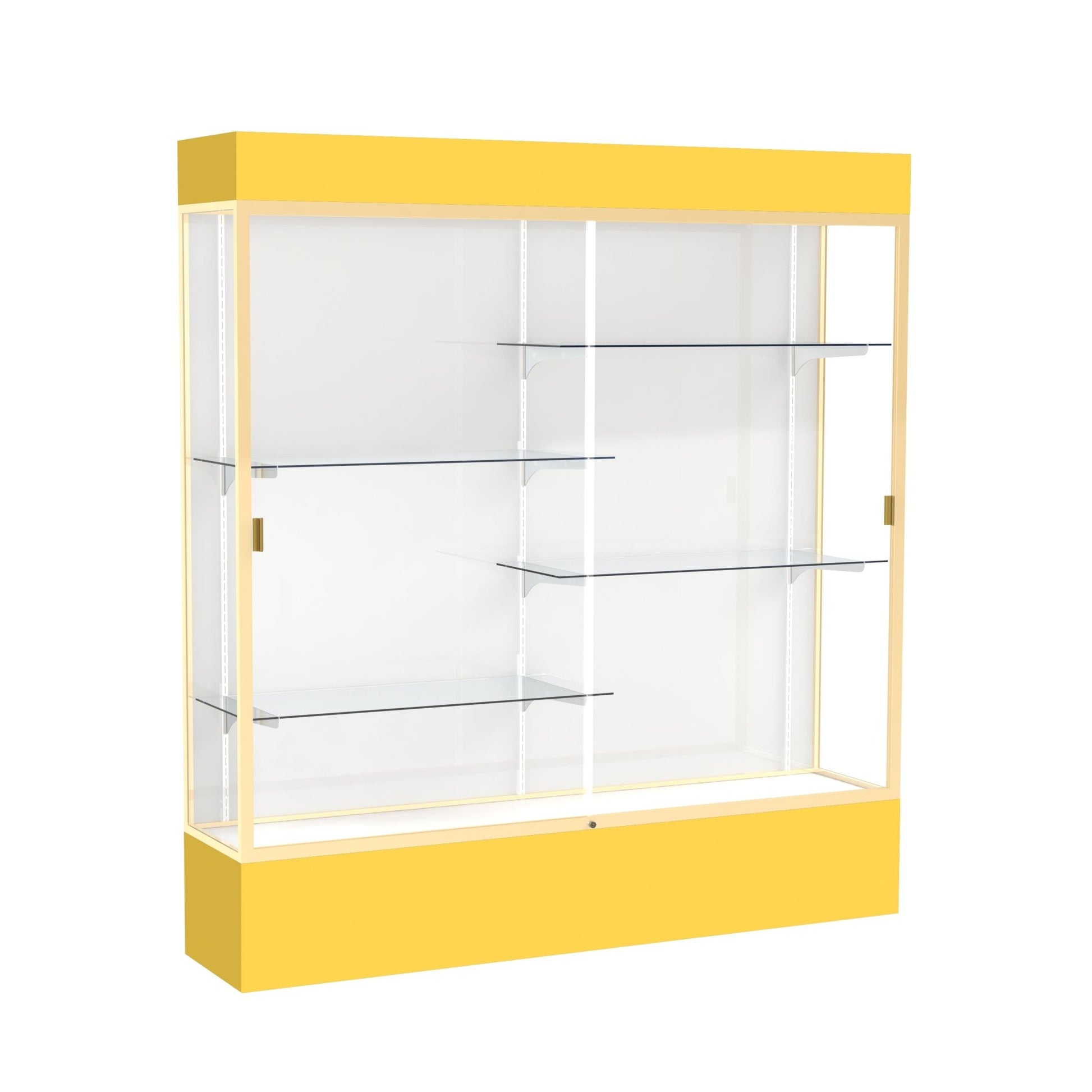 Ghent Spirit Floor Display Case Lighted, Aluminum Frame, 80"H x 72"W x 16"D - Waddell Display Collection (GHE - 3176XX - XX - XX) - SchoolOutlet