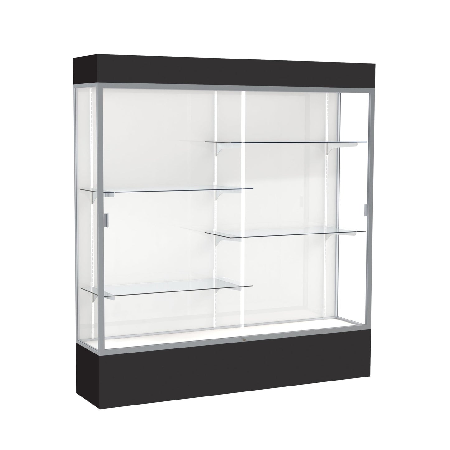 Ghent Spirit Floor Display Case Lighted, Aluminum Frame, 80"H x 72"W x 16"D - Waddell Display Collection (GHE - 3176XX - XX - XX) - SchoolOutlet