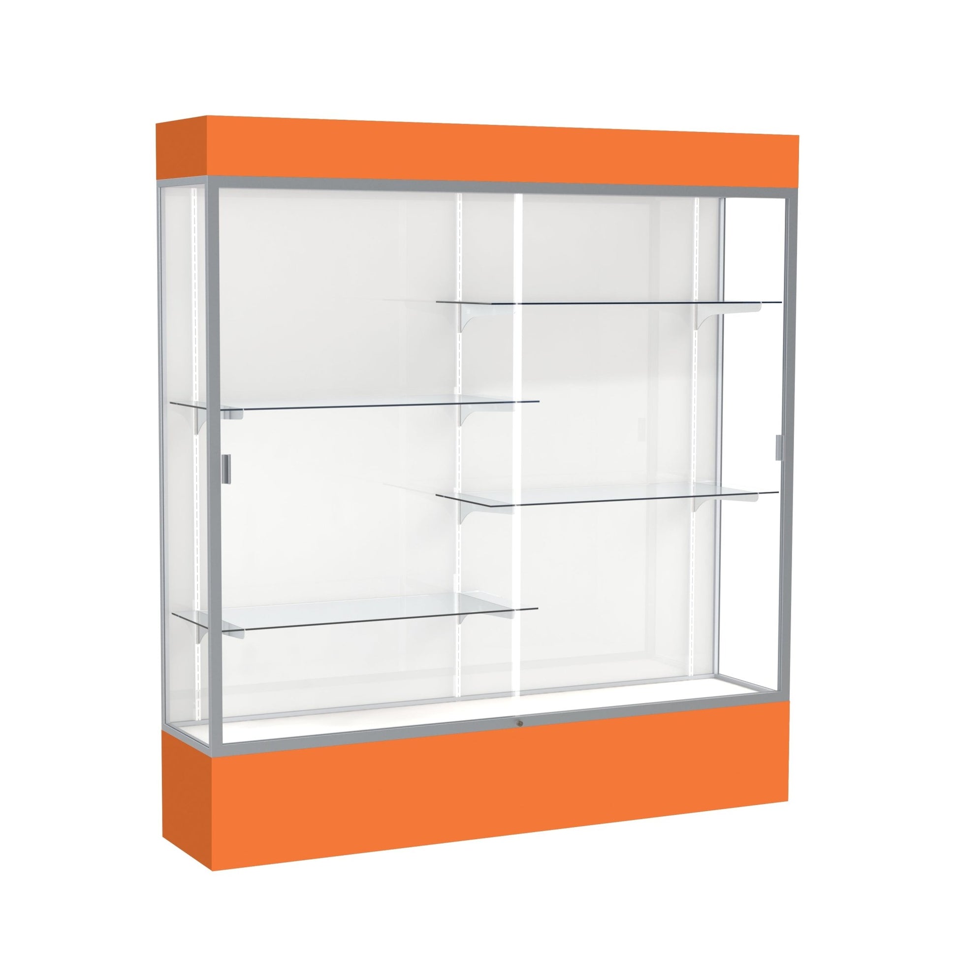 Ghent Spirit Floor Display Case Lighted, Aluminum Frame, 80"H x 72"W x 16"D - Waddell Display Collection (GHE - 3176XX - XX - XX) - SchoolOutlet
