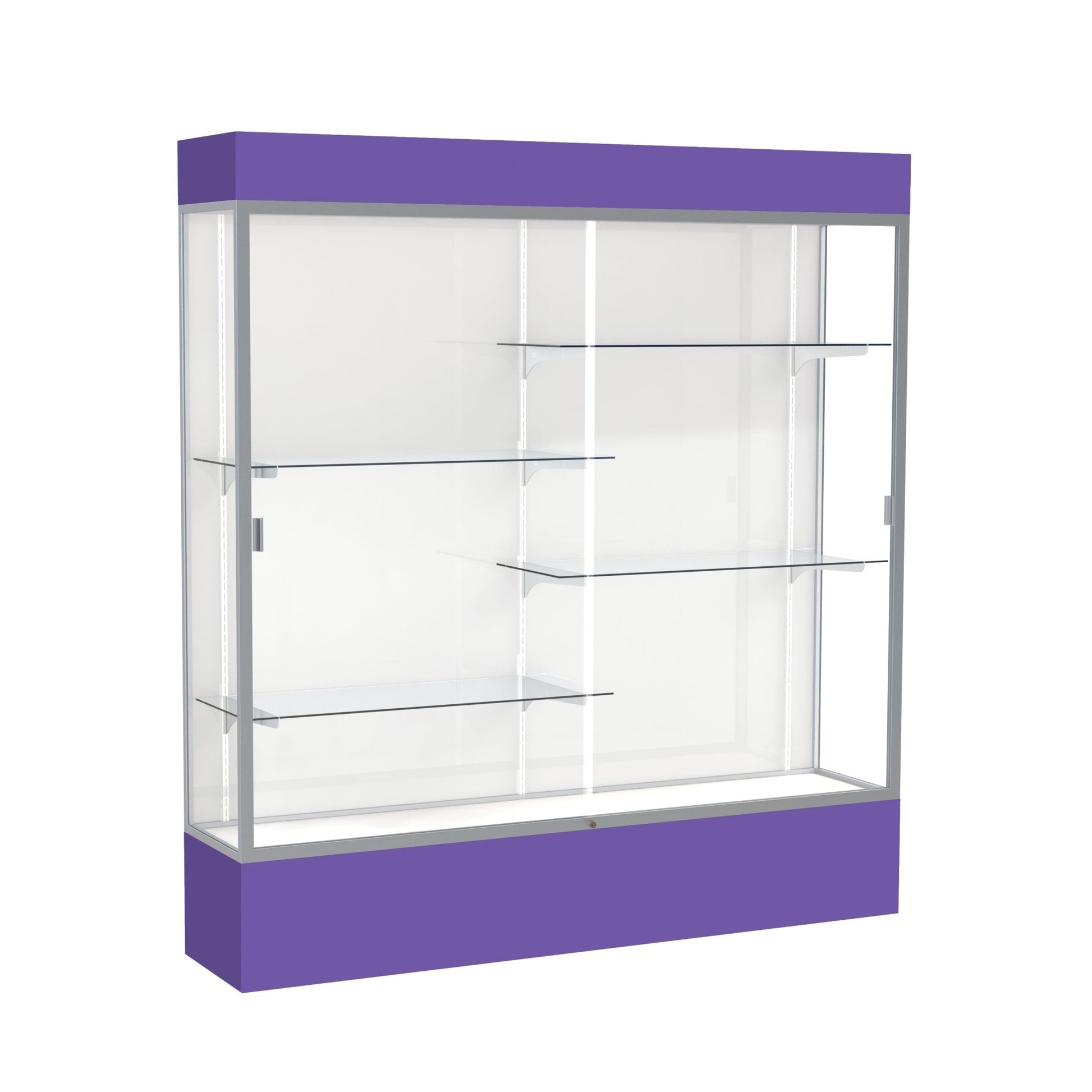 Ghent Spirit Floor Display Case Lighted, Aluminum Frame, 80"H x 72"W x 16"D - Waddell Display Collection (GHE - 3176XX - XX - XX) - SchoolOutlet