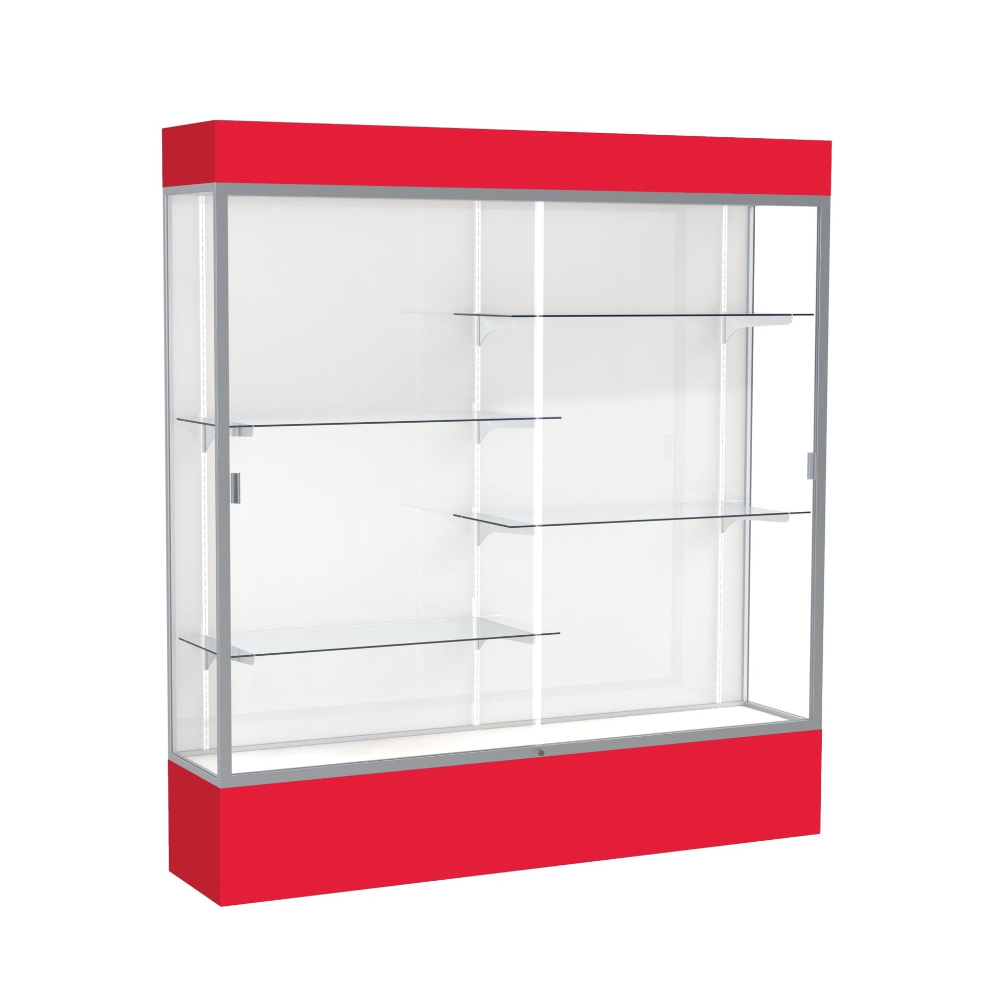 Ghent Spirit Floor Display Case Lighted, Aluminum Frame, 80"H x 72"W x 16"D - Waddell Display Collection (GHE - 3176XX - XX - XX) - SchoolOutlet