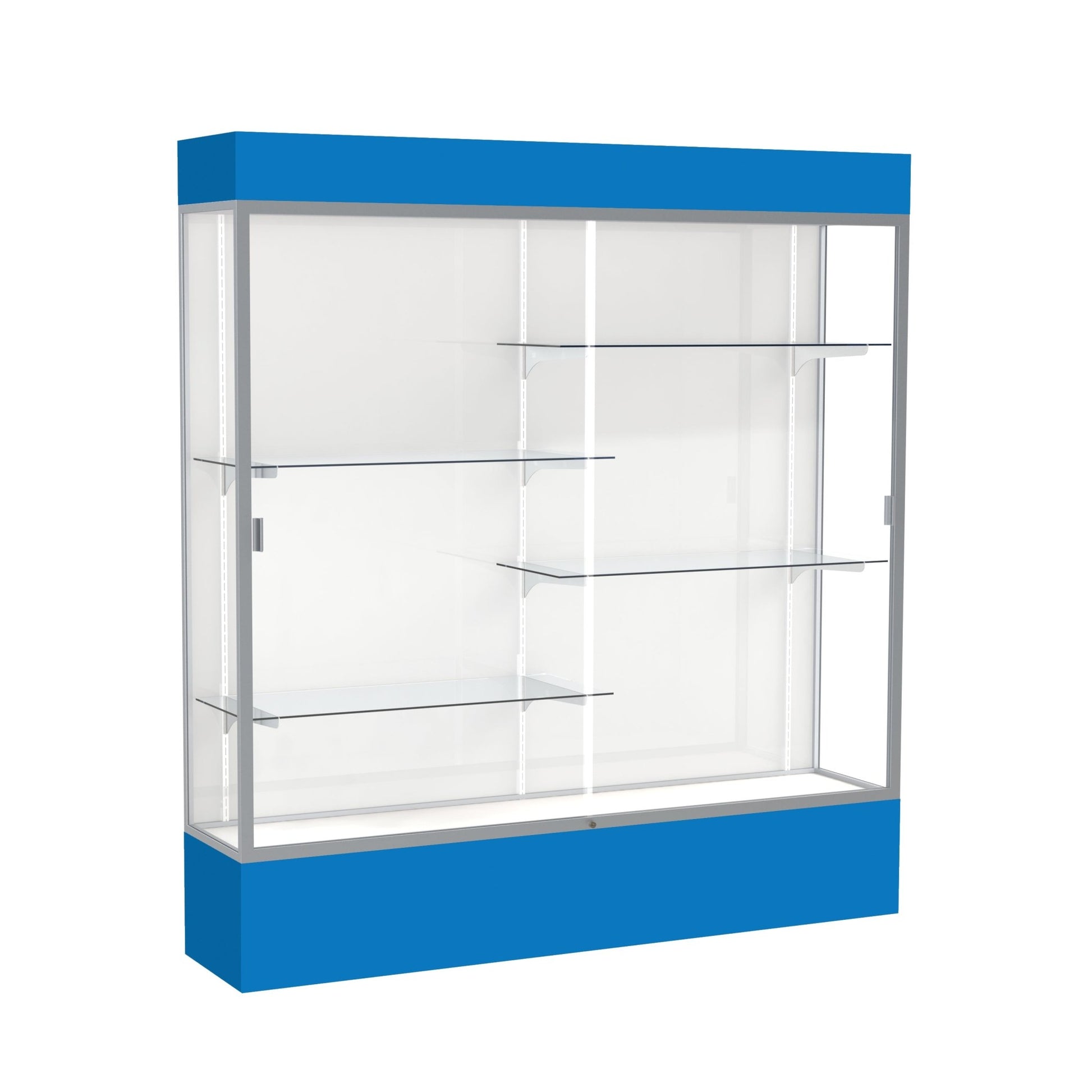 Ghent Spirit Floor Display Case Lighted, Aluminum Frame, 80"H x 72"W x 16"D - Waddell Display Collection (GHE - 3176XX - XX - XX) - SchoolOutlet