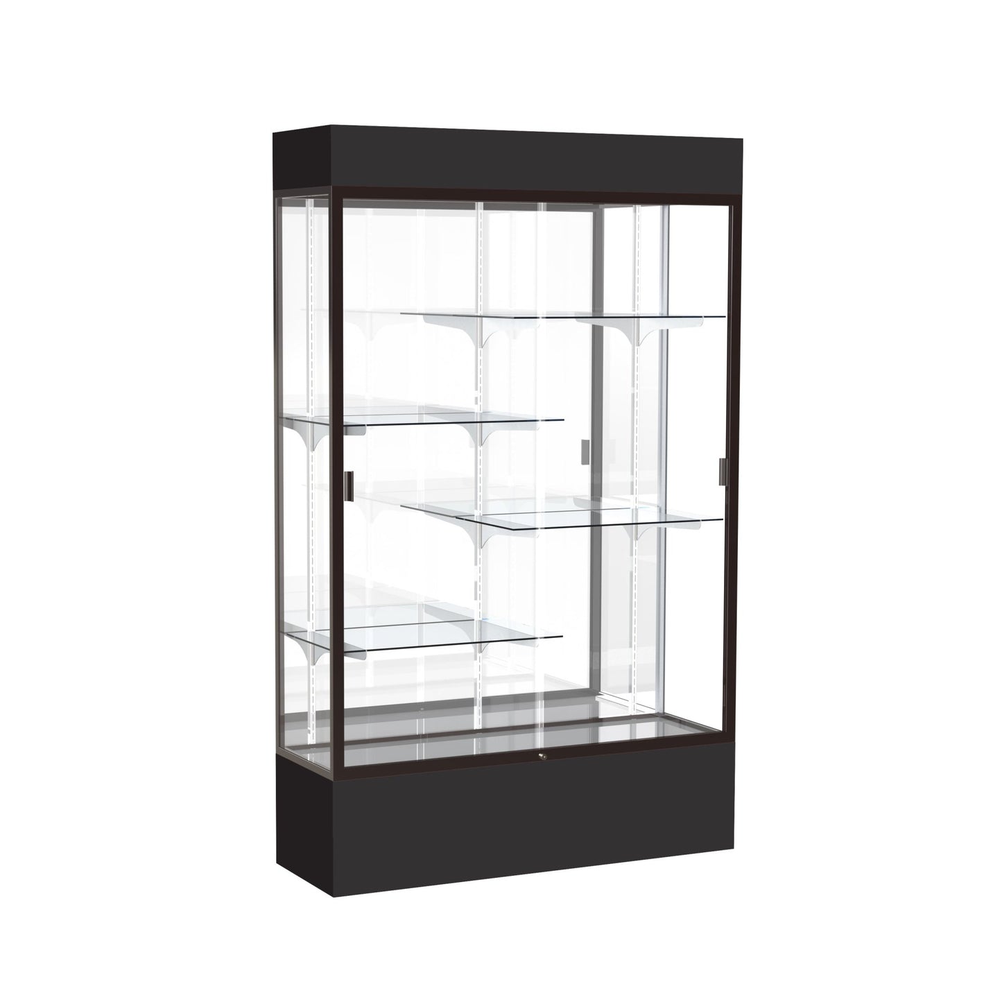 Ghent Spirit Floor Display Case, Unlighted, Aluminum Frame, 72"H x 48"W x 16"D - Waddell Display Collection (GHE - 374XX - XX - XX) - SchoolOutlet