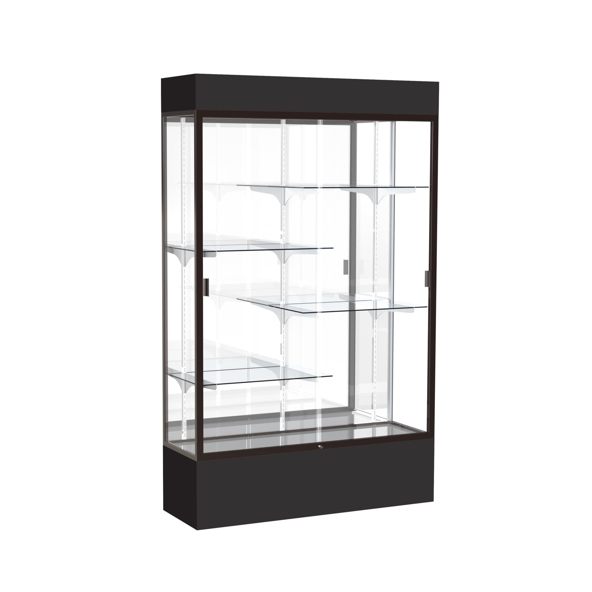 Ghent Spirit Floor Display Case, Unlighted, Aluminum Frame, 72"H x 48"W x 16"D - Waddell Display Collection (GHE - 374XX - XX - XX) - SchoolOutlet