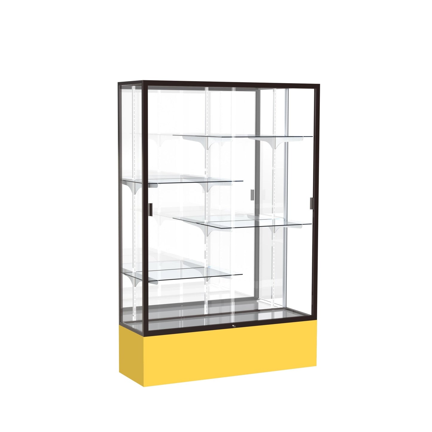 Ghent Spirit Floor Display Case, Unlighted, Aluminum Frame, 72"H x 48"W x 16"D - Waddell Display Collection (GHE - 374XX - XX - XX) - SchoolOutlet
