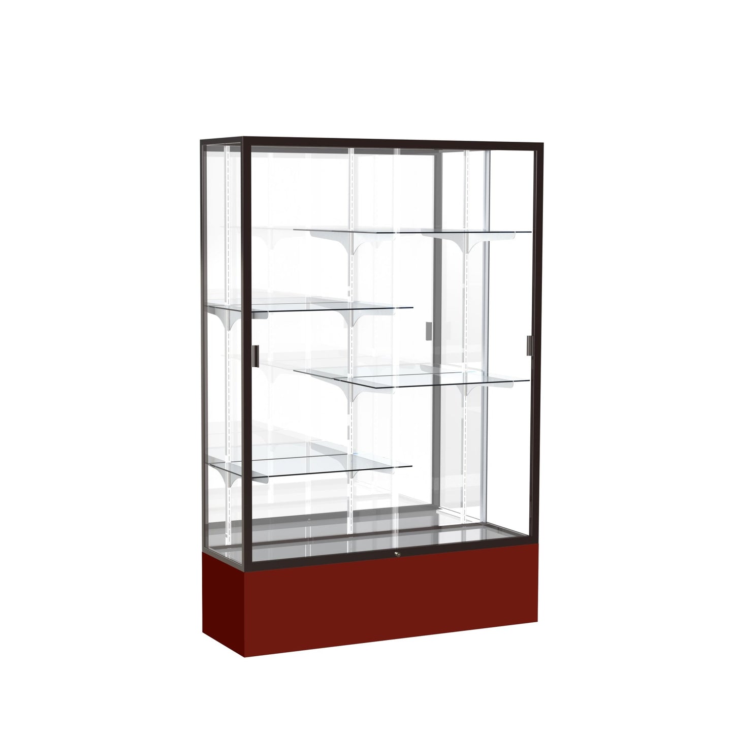 Ghent Spirit Floor Display Case, Unlighted, Aluminum Frame, 72"H x 48"W x 16"D - Waddell Display Collection (GHE - 374XX - XX - XX) - SchoolOutlet