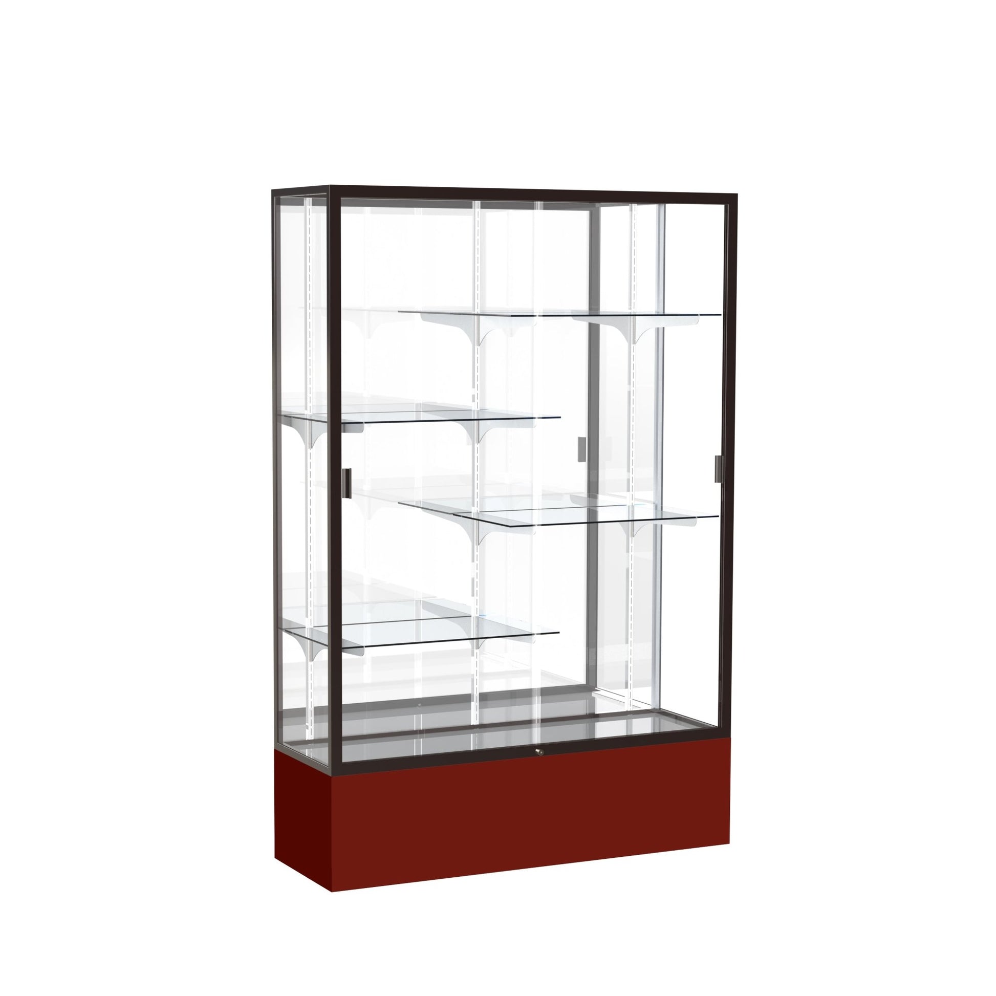 Ghent Spirit Floor Display Case, Unlighted, Aluminum Frame, 72"H x 48"W x 16"D - Waddell Display Collection (GHE - 374XX - XX - XX) - SchoolOutlet
