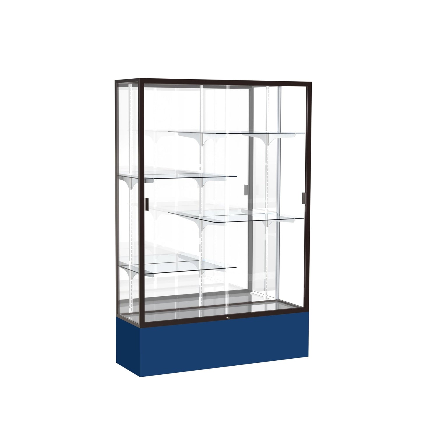 Ghent Spirit Floor Display Case, Unlighted, Aluminum Frame, 72"H x 48"W x 16"D - Waddell Display Collection (GHE - 374XX - XX - XX) - SchoolOutlet