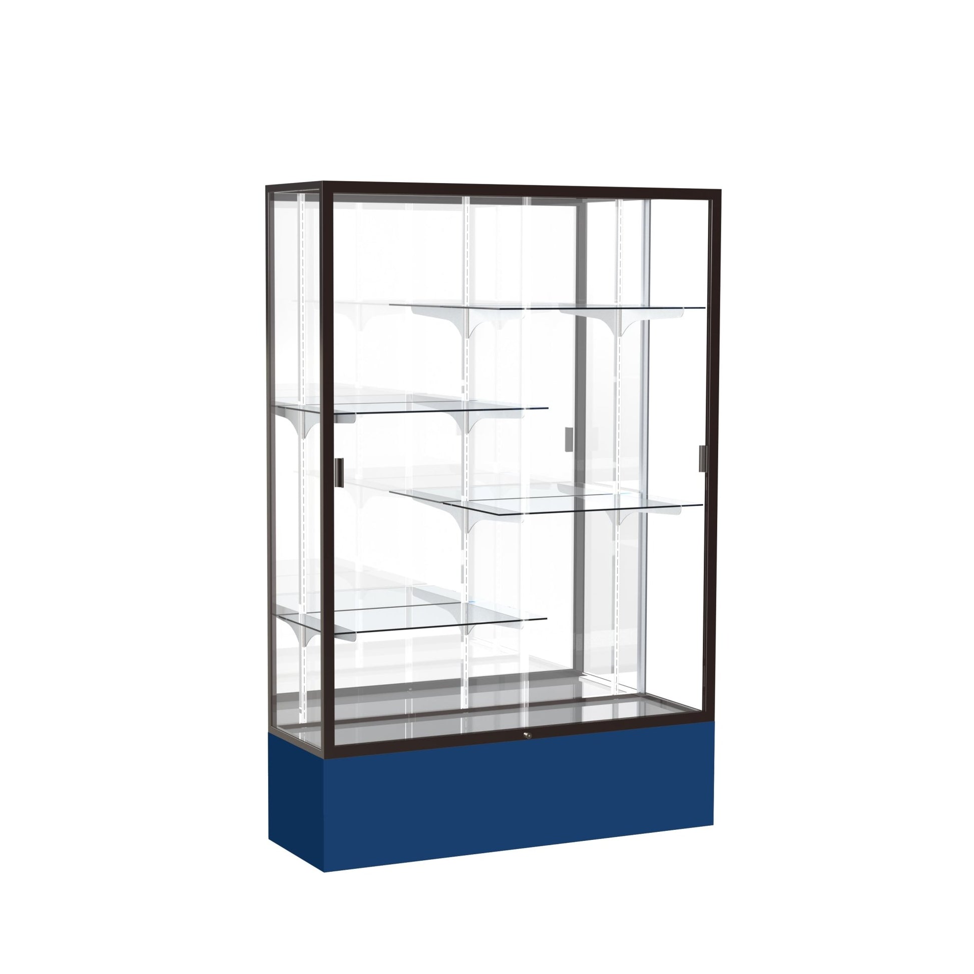 Ghent Spirit Floor Display Case, Unlighted, Aluminum Frame, 72"H x 48"W x 16"D - Waddell Display Collection (GHE - 374XX - XX - XX) - SchoolOutlet