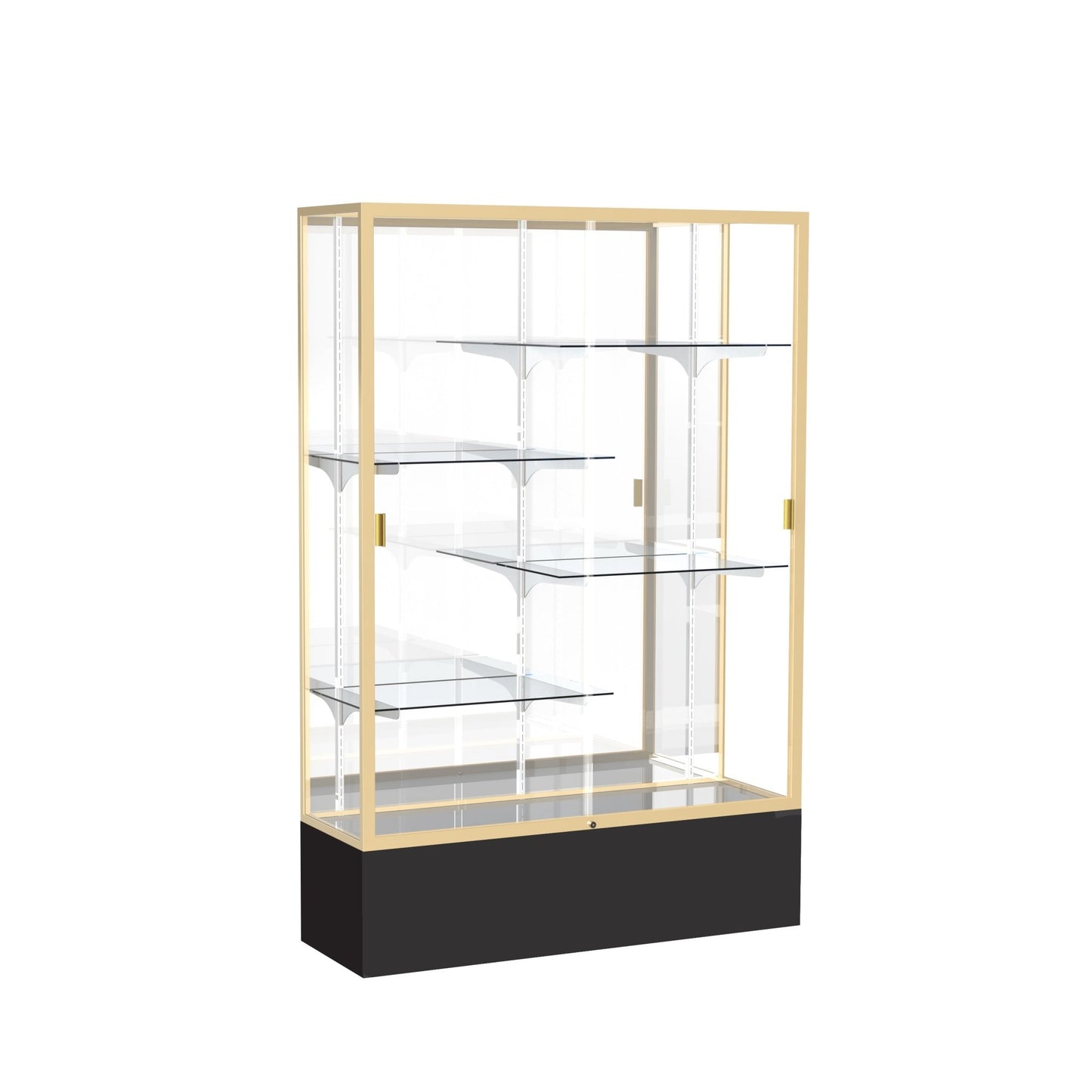 Ghent Spirit Floor Display Case, Unlighted, Aluminum Frame, 72"H x 48"W x 16"D - Waddell Display Collection (GHE - 374XX - XX - XX) - SchoolOutlet
