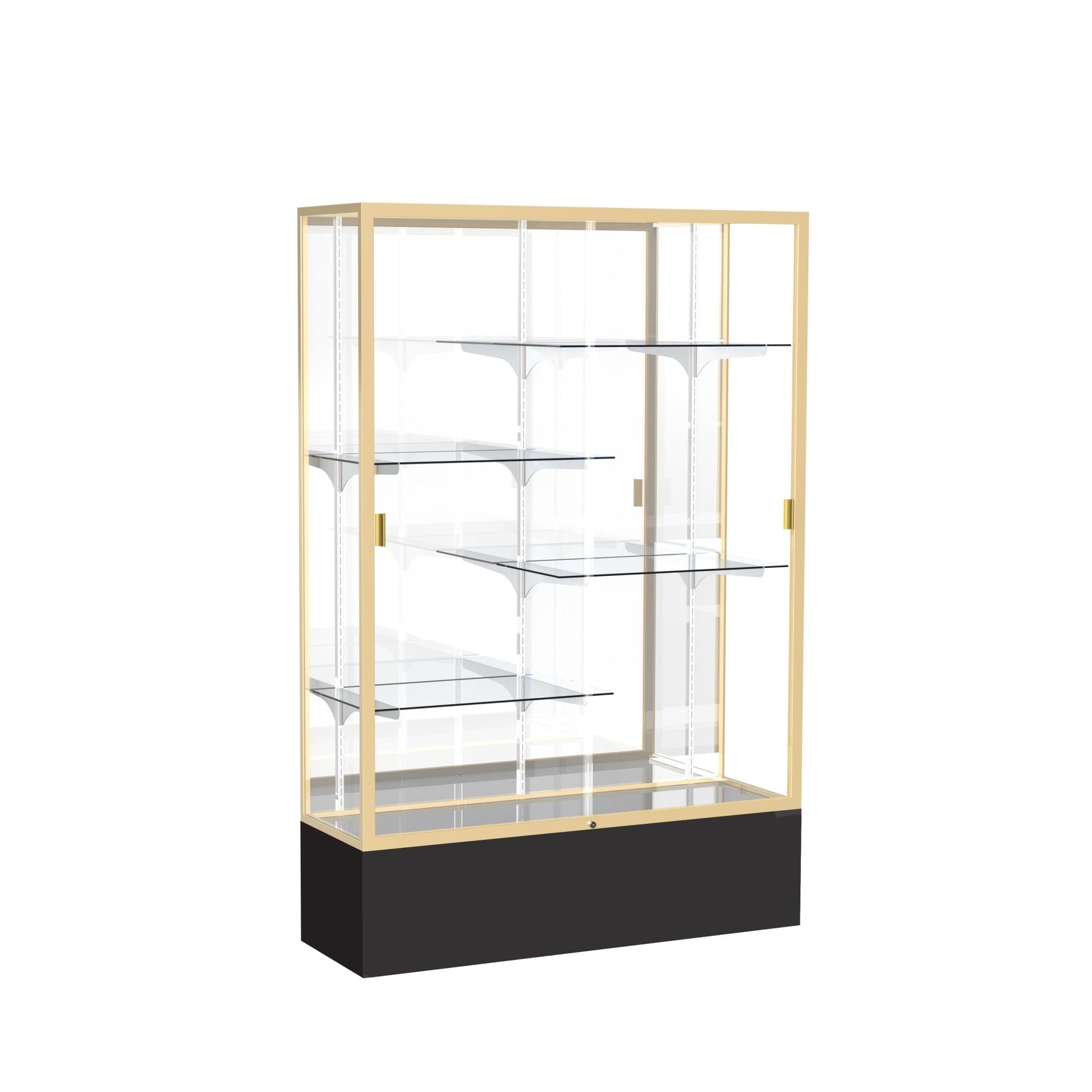 Ghent Spirit Floor Display Case, Unlighted, Aluminum Frame, 72"H x 48"W x 16"D - Waddell Display Collection (GHE - 374XX - XX - XX) - SchoolOutlet
