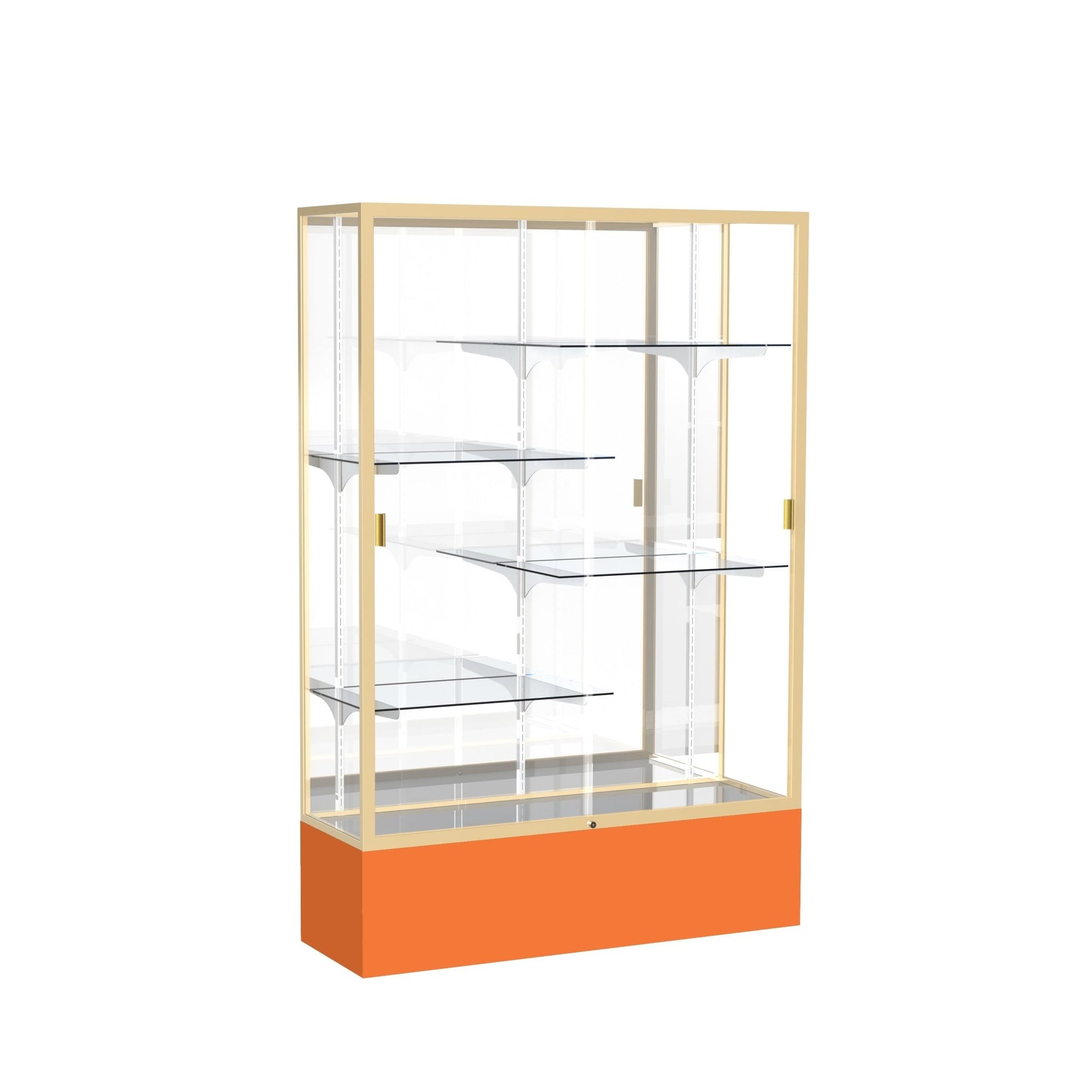 Ghent Spirit Floor Display Case, Unlighted, Aluminum Frame, 72"H x 48"W x 16"D - Waddell Display Collection (GHE - 374XX - XX - XX) - SchoolOutlet