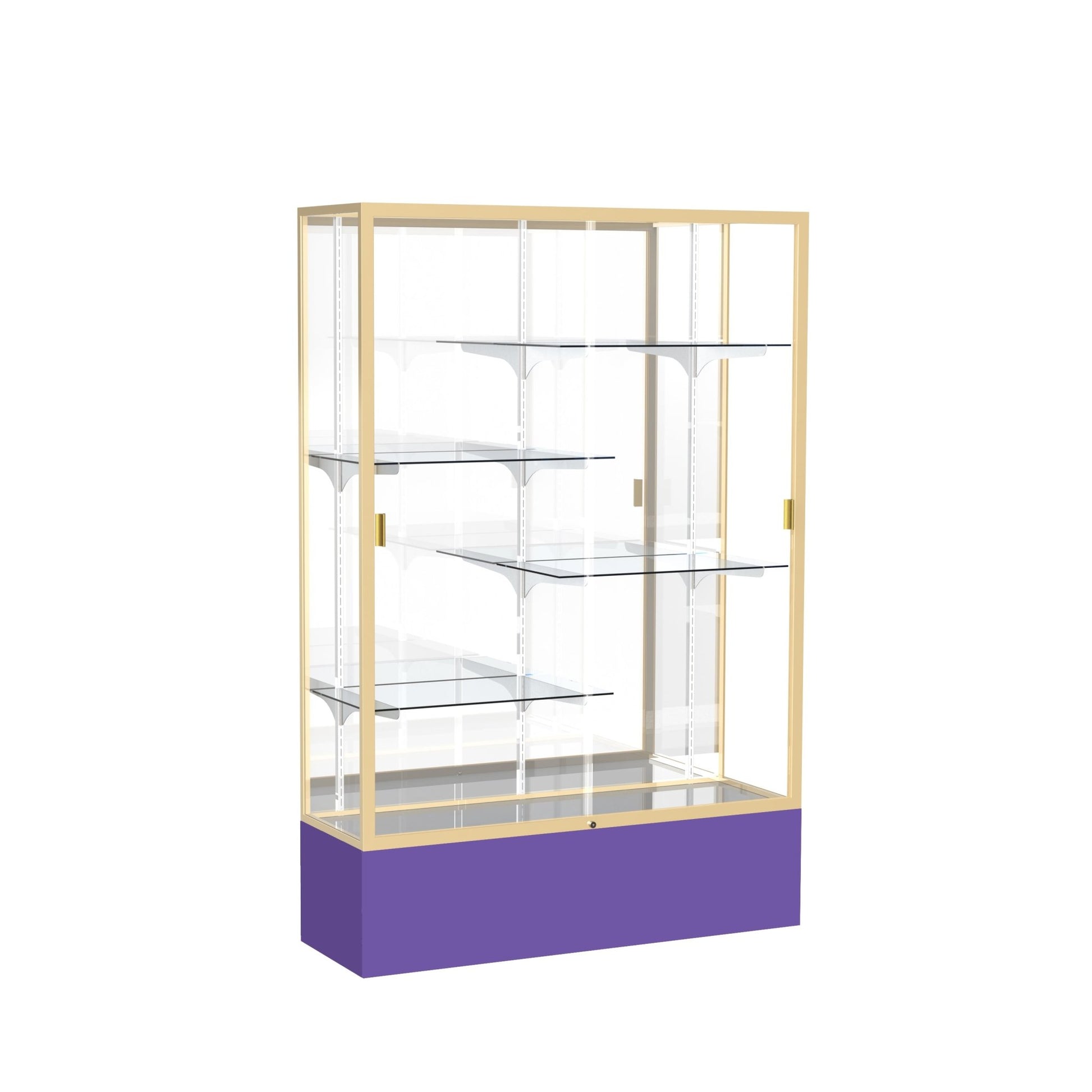 Ghent Spirit Floor Display Case, Unlighted, Aluminum Frame, 72"H x 48"W x 16"D - Waddell Display Collection (GHE - 374XX - XX - XX) - SchoolOutlet