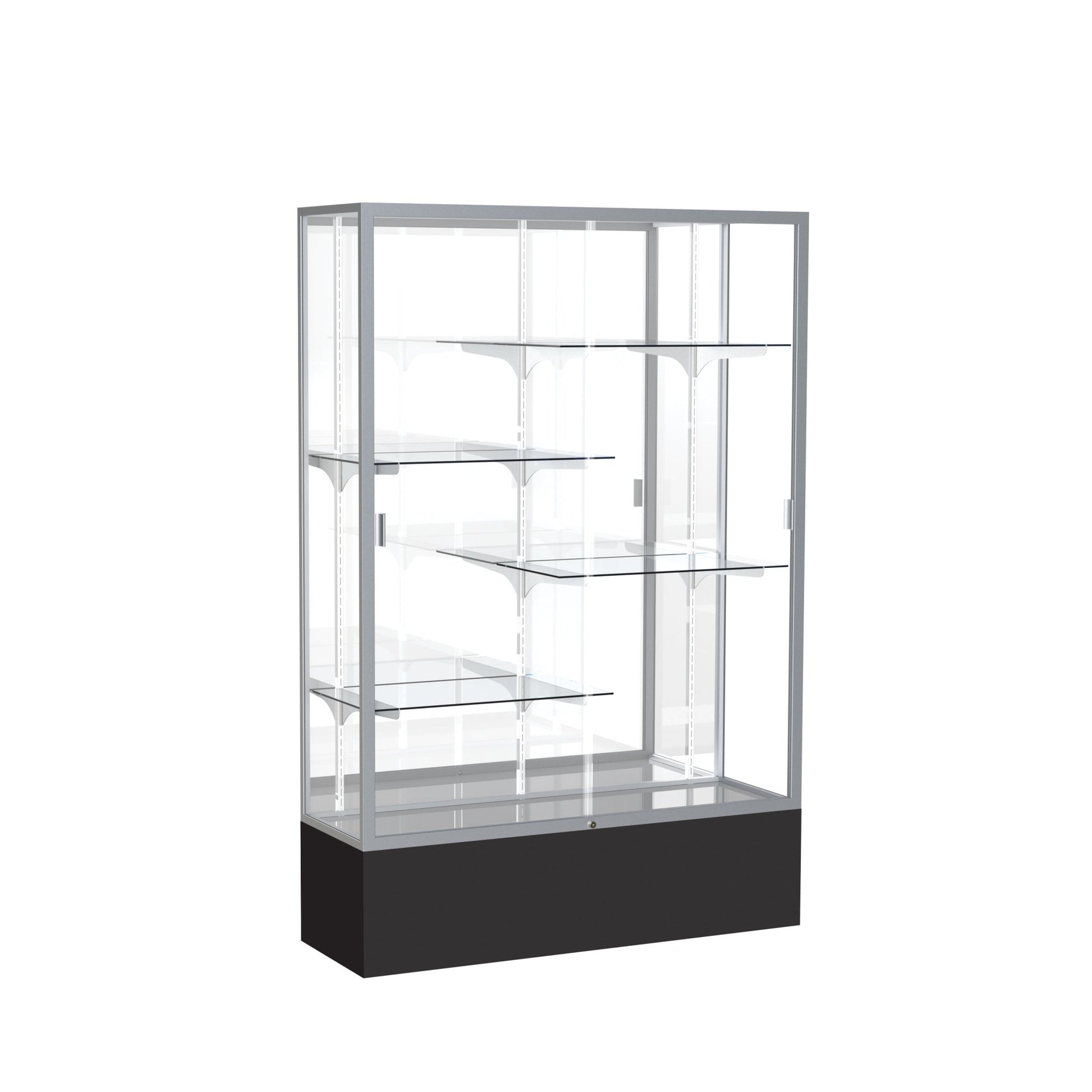 Ghent Spirit Floor Display Case, Unlighted, Aluminum Frame, 72"H x 48"W x 16"D - Waddell Display Collection (GHE - 374XX - XX - XX) - SchoolOutlet