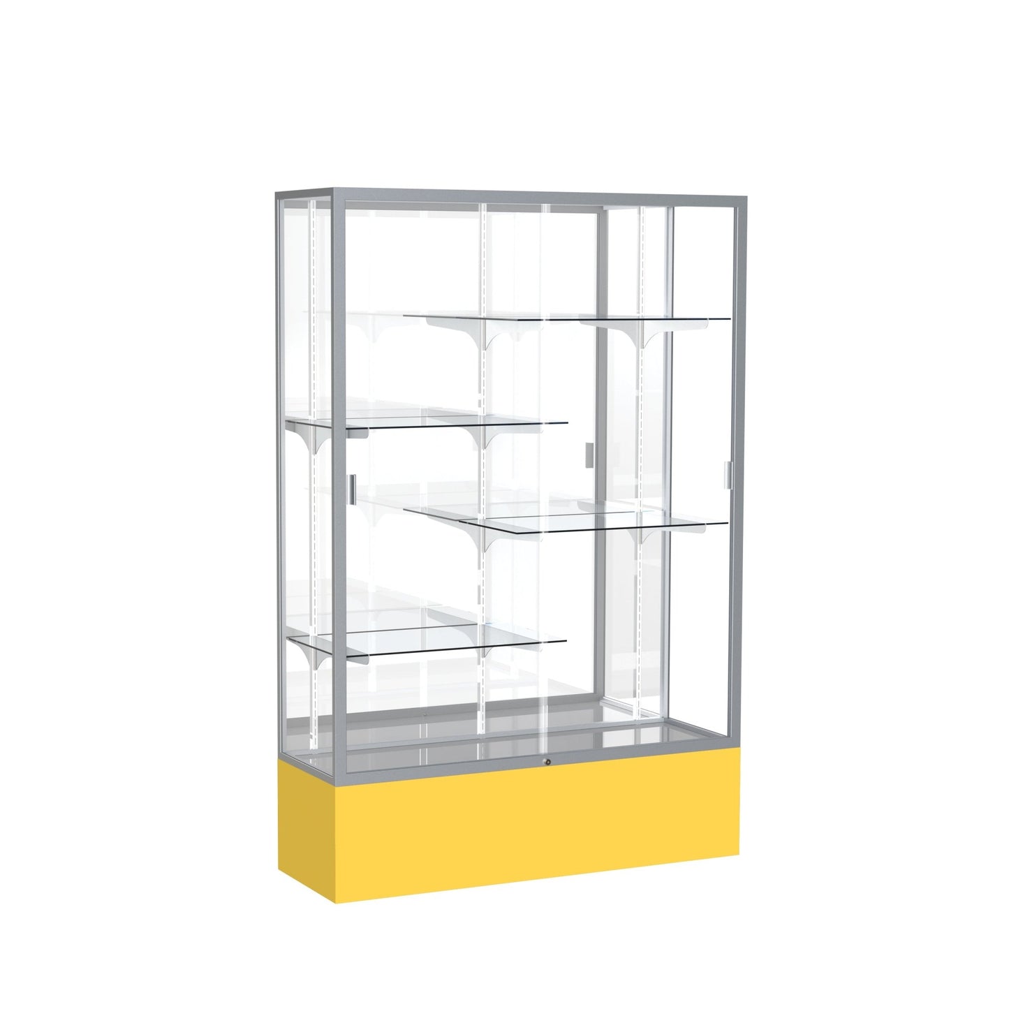 Ghent Spirit Floor Display Case, Unlighted, Aluminum Frame, 72"H x 48"W x 16"D - Waddell Display Collection (GHE - 374XX - XX - XX) - SchoolOutlet