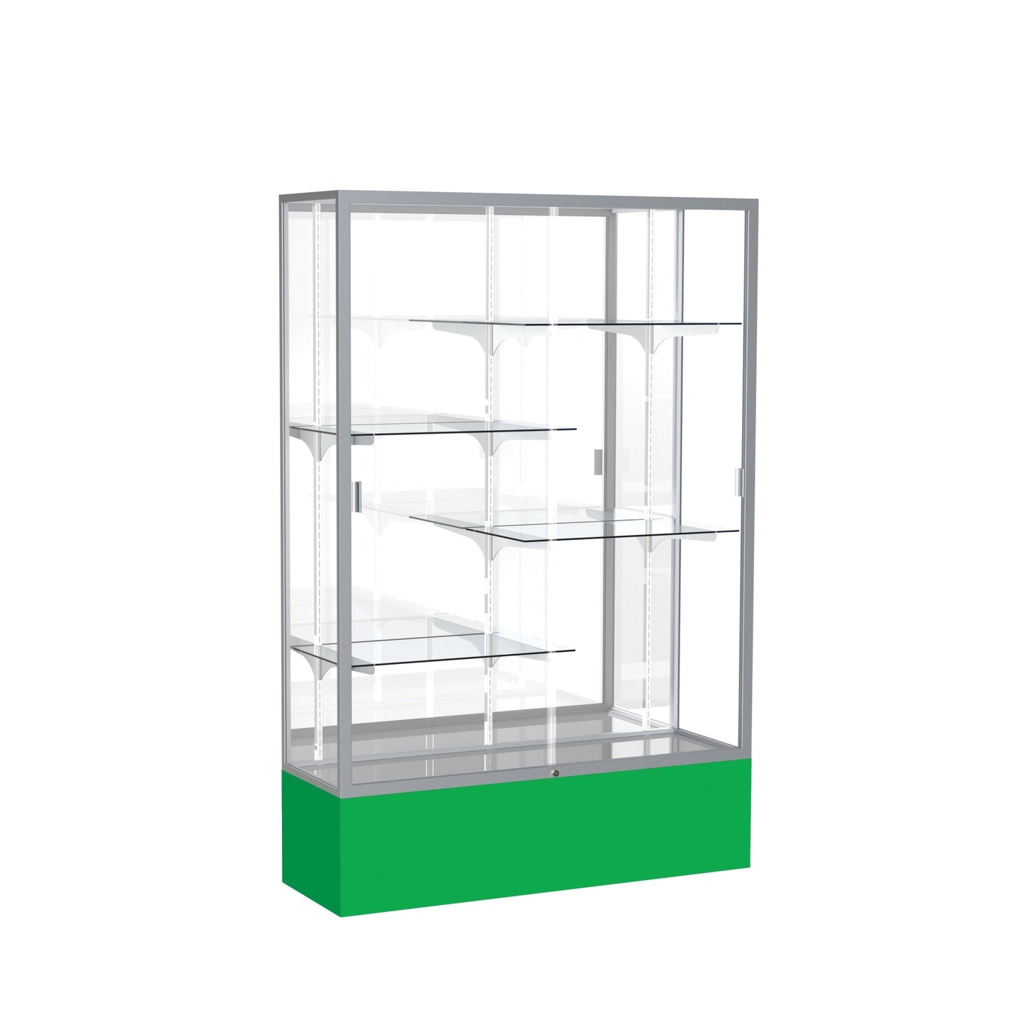 Ghent Spirit Floor Display Case, Unlighted, Aluminum Frame, 72"H x 48"W x 16"D - Waddell Display Collection (GHE - 374XX - XX - XX) - SchoolOutlet