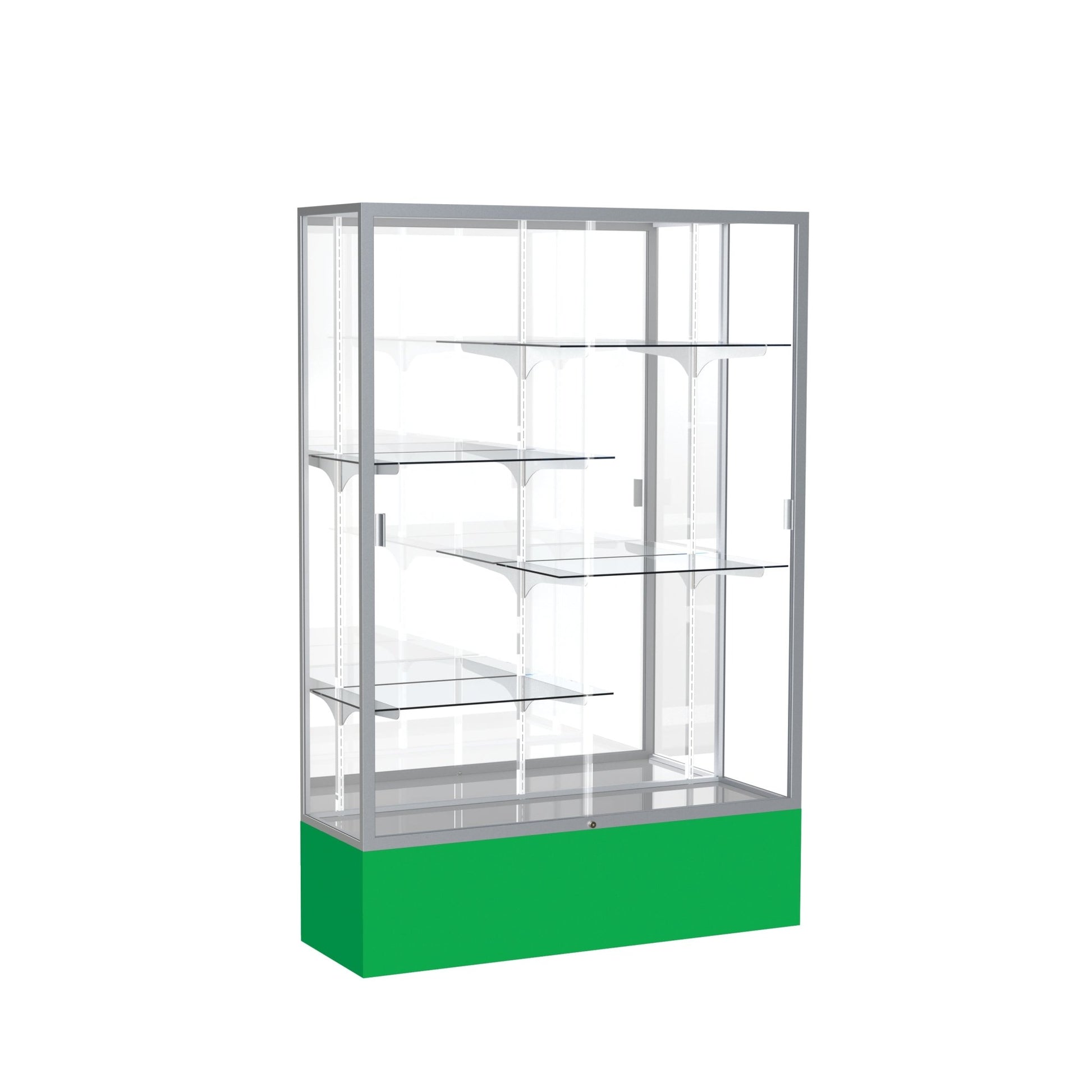 Ghent Spirit Floor Display Case, Unlighted, Aluminum Frame, 72"H x 48"W x 16"D - Waddell Display Collection (GHE - 374XX - XX - XX) - SchoolOutlet