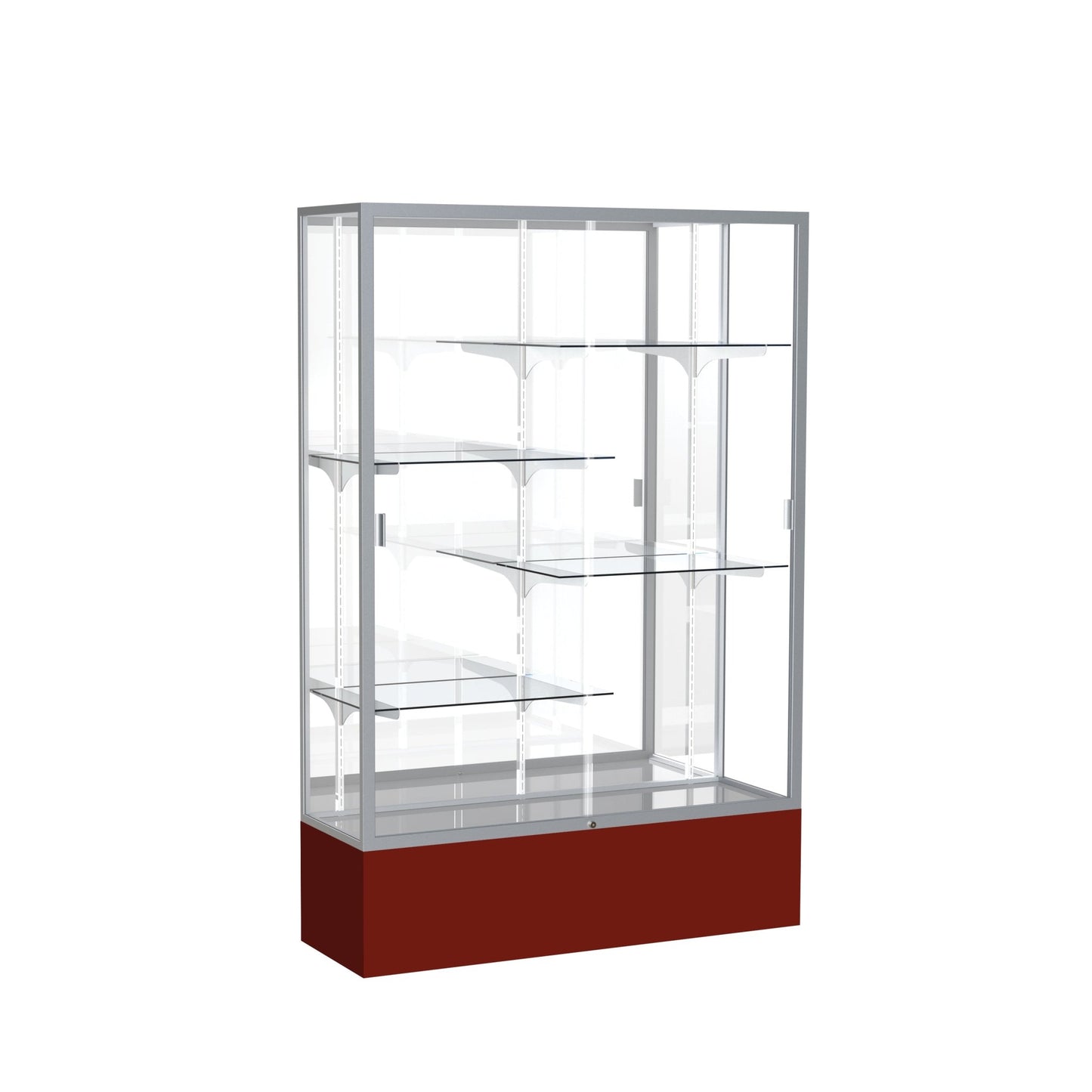 Ghent Spirit Floor Display Case, Unlighted, Aluminum Frame, 72"H x 48"W x 16"D - Waddell Display Collection (GHE - 374XX - XX - XX) - SchoolOutlet