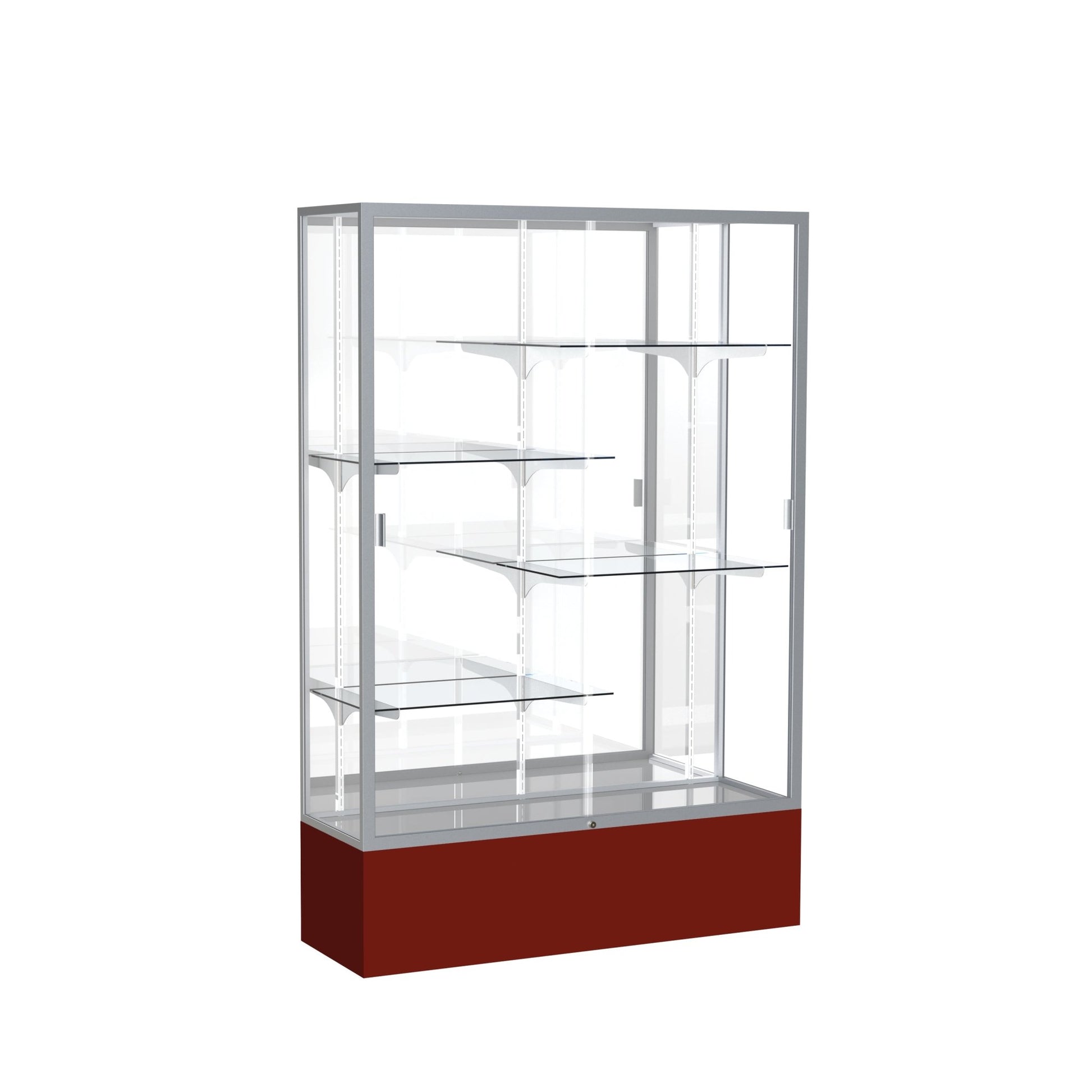 Ghent Spirit Floor Display Case, Unlighted, Aluminum Frame, 72"H x 48"W x 16"D - Waddell Display Collection (GHE - 374XX - XX - XX) - SchoolOutlet
