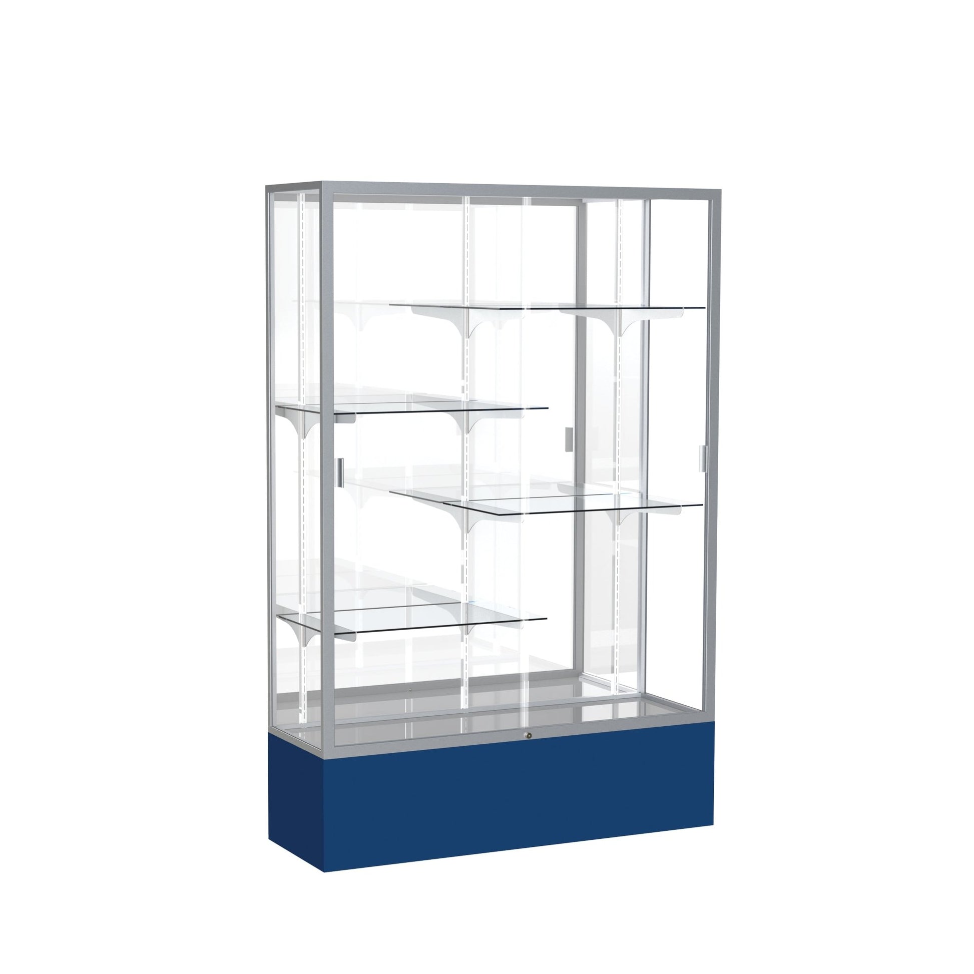 Ghent Spirit Floor Display Case, Unlighted, Aluminum Frame, 72"H x 48"W x 16"D - Waddell Display Collection (GHE - 374XX - XX - XX) - SchoolOutlet