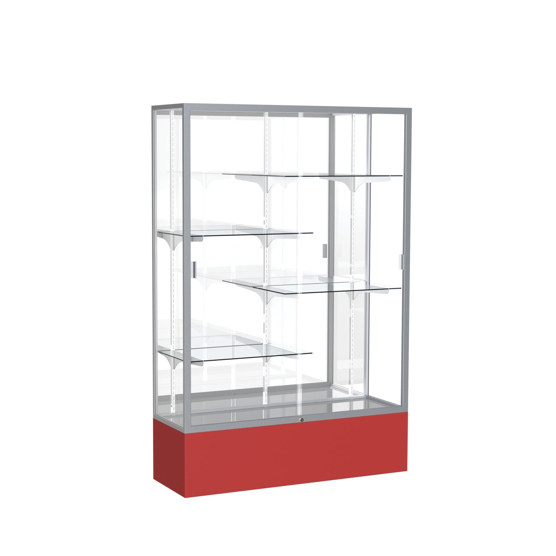 Ghent Spirit Floor Display Case, Unlighted, Aluminum Frame, 72"H x 48"W x 16"D - Waddell Display Collection (GHE - 374XX - XX - XX) - SchoolOutlet