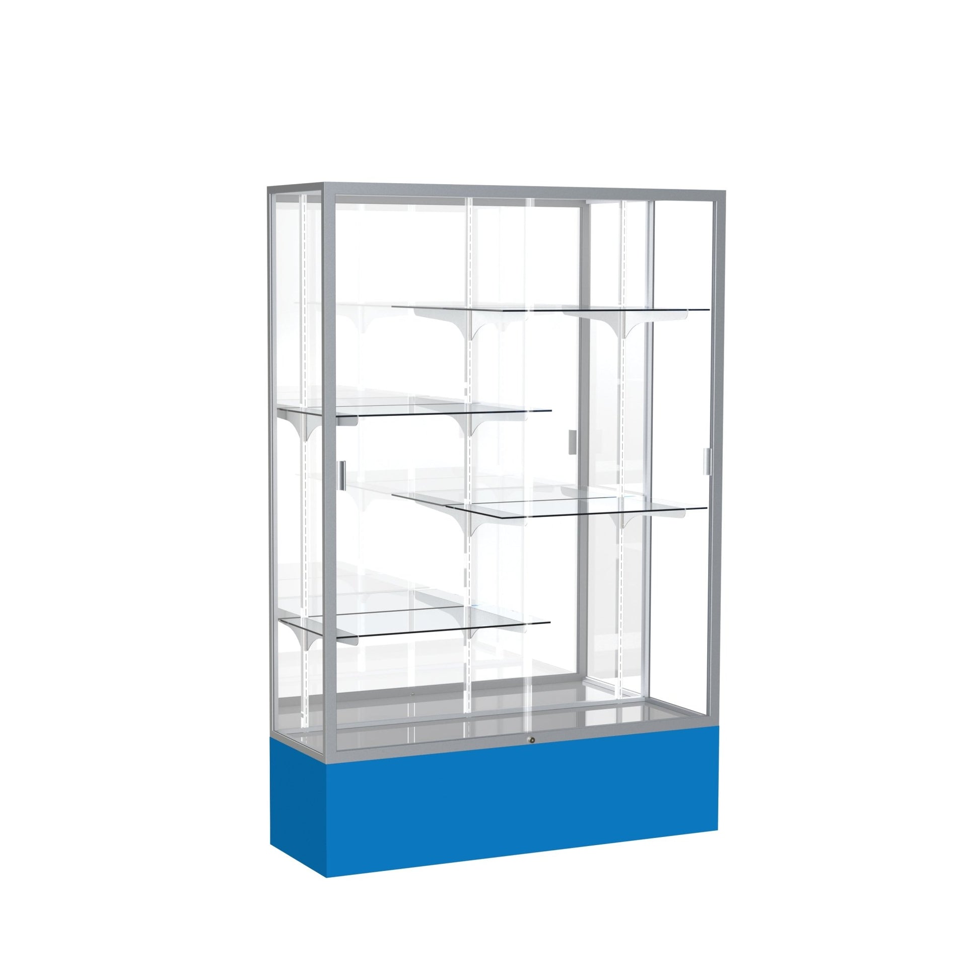 Ghent Spirit Floor Display Case, Unlighted, Aluminum Frame, 72"H x 48"W x 16"D - Waddell Display Collection (GHE - 374XX - XX - XX) - SchoolOutlet