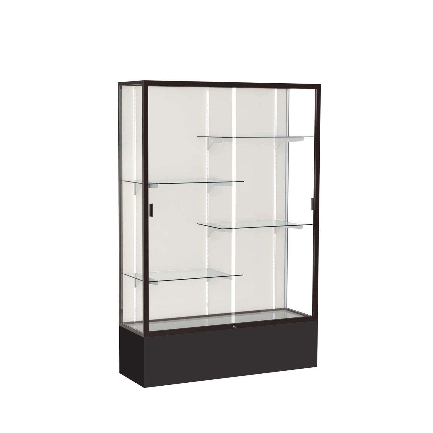Ghent Spirit Floor Display Case, Unlighted, Aluminum Frame, 72"H x 48"W x 16"D - Waddell Display Collection (GHE - 374XX - XX - XX) - SchoolOutlet