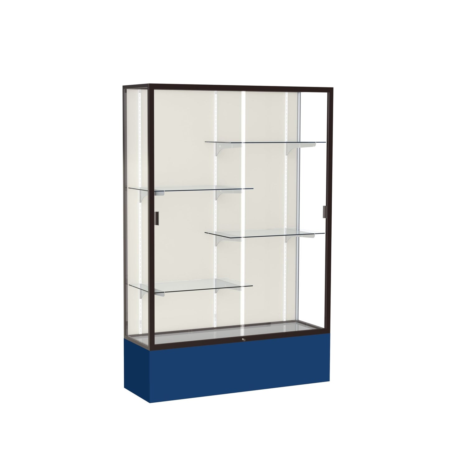 Ghent Spirit Floor Display Case, Unlighted, Aluminum Frame, 72"H x 48"W x 16"D - Waddell Display Collection (GHE - 374XX - XX - XX) - SchoolOutlet