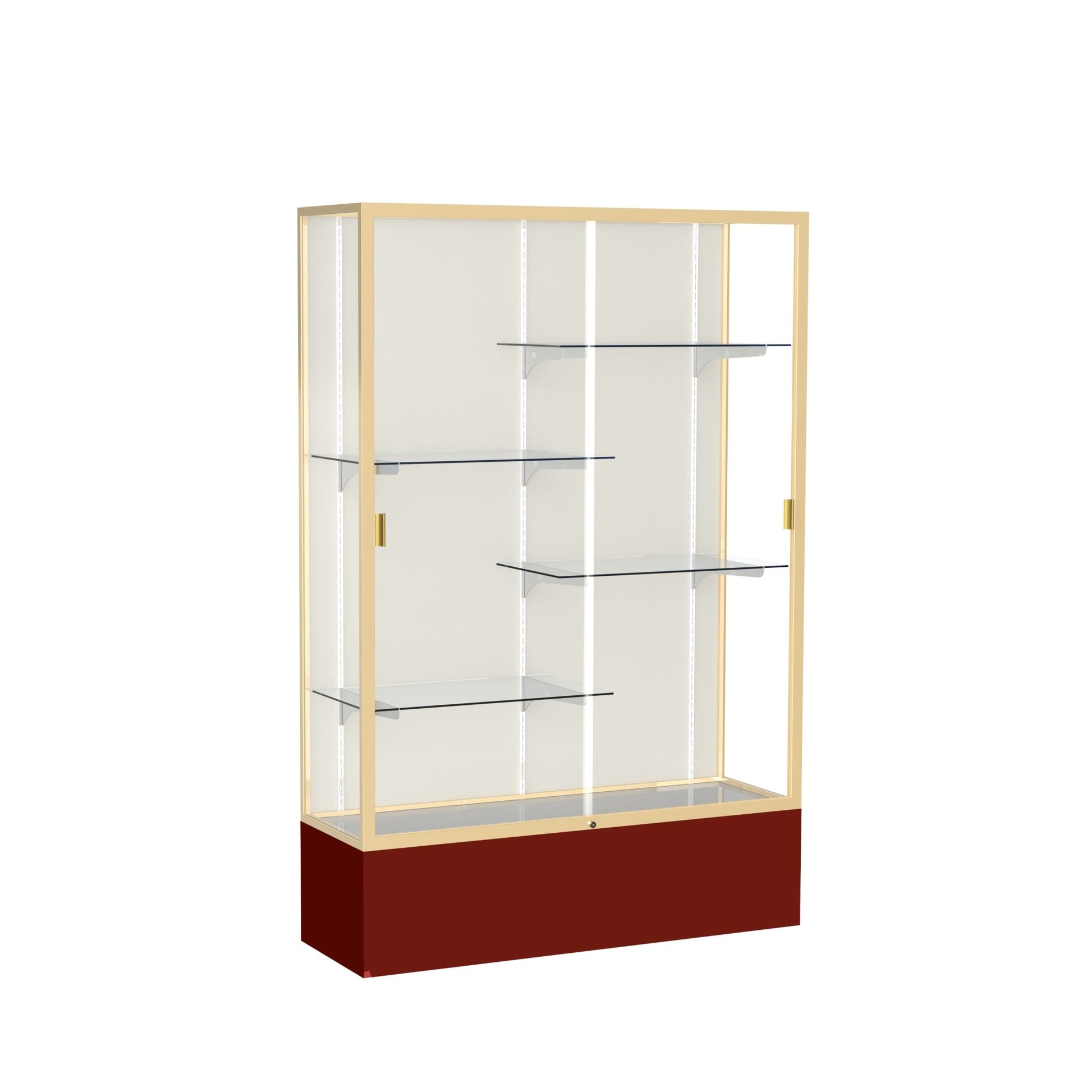 Ghent Spirit Floor Display Case, Unlighted, Aluminum Frame, 72"H x 48"W x 16"D - Waddell Display Collection (GHE - 374XX - XX - XX) - SchoolOutlet