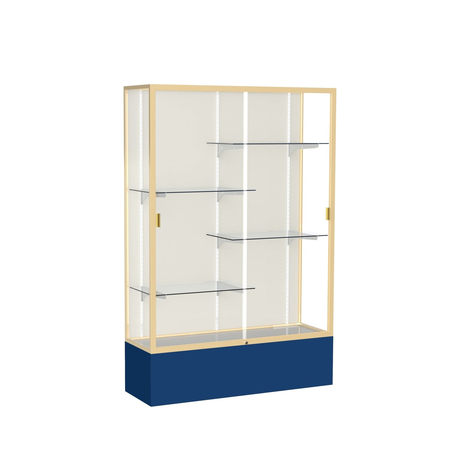 Ghent Spirit Floor Display Case, Unlighted, Aluminum Frame, 72"H x 48"W x 16"D - Waddell Display Collection (GHE - 374XX - XX - XX) - SchoolOutlet