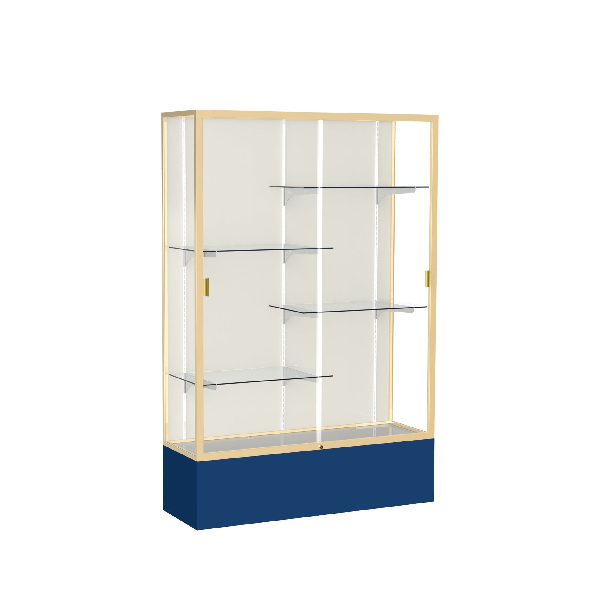 Ghent Spirit Floor Display Case, Unlighted, Aluminum Frame, 72"H x 48"W x 16"D - Waddell Display Collection (GHE - 374XX - XX - XX) - SchoolOutlet