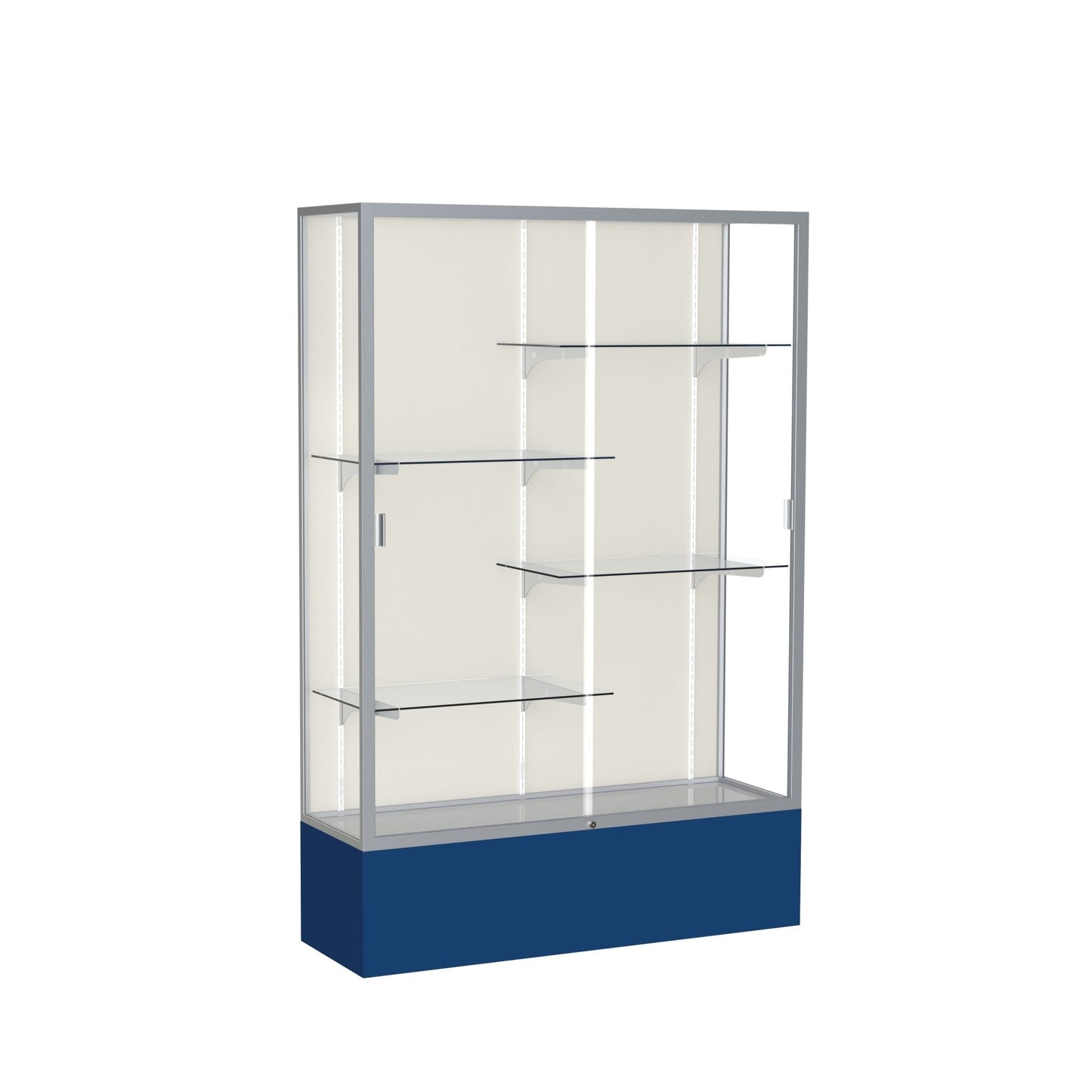 Ghent Spirit Floor Display Case, Unlighted, Aluminum Frame, 72"H x 48"W x 16"D - Waddell Display Collection (GHE - 374XX - XX - XX) - SchoolOutlet